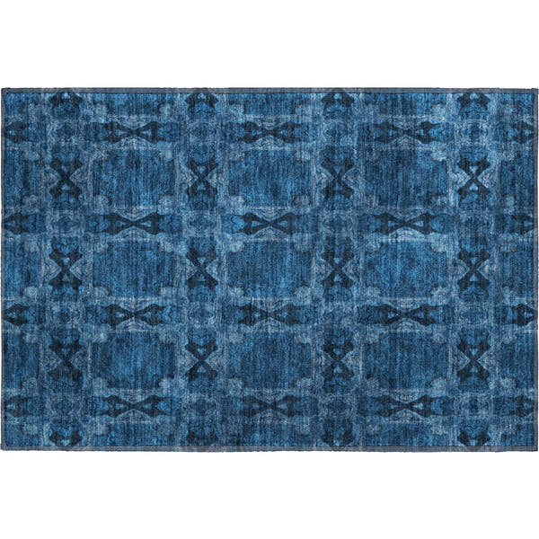Hoi An Machine Washable Transitional Navy Blue Rug 1'8" x 2'6"