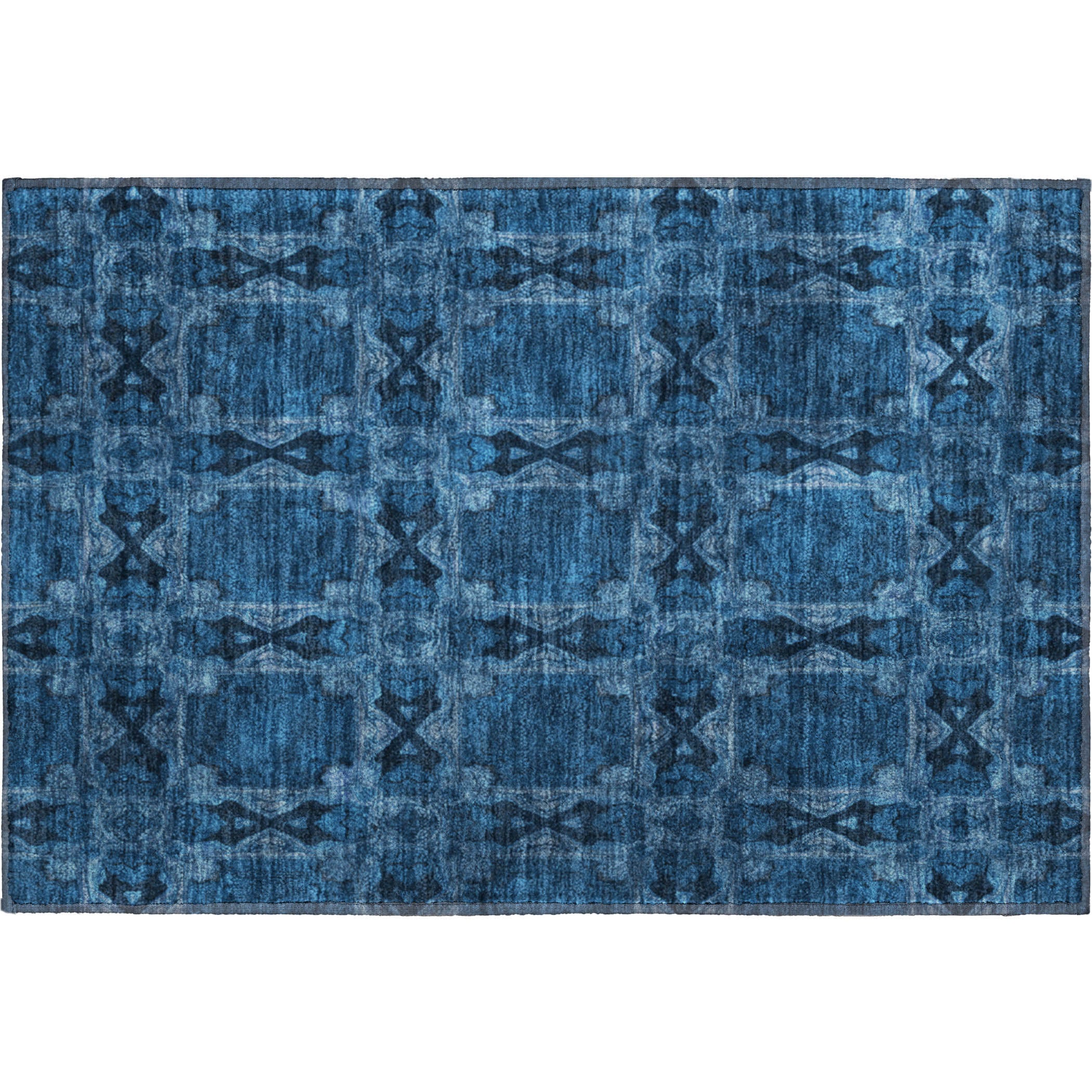 Hoi An Machine Washable Transitional Navy Blue Rug 1'8" x 2'6" #shape_Rectangle