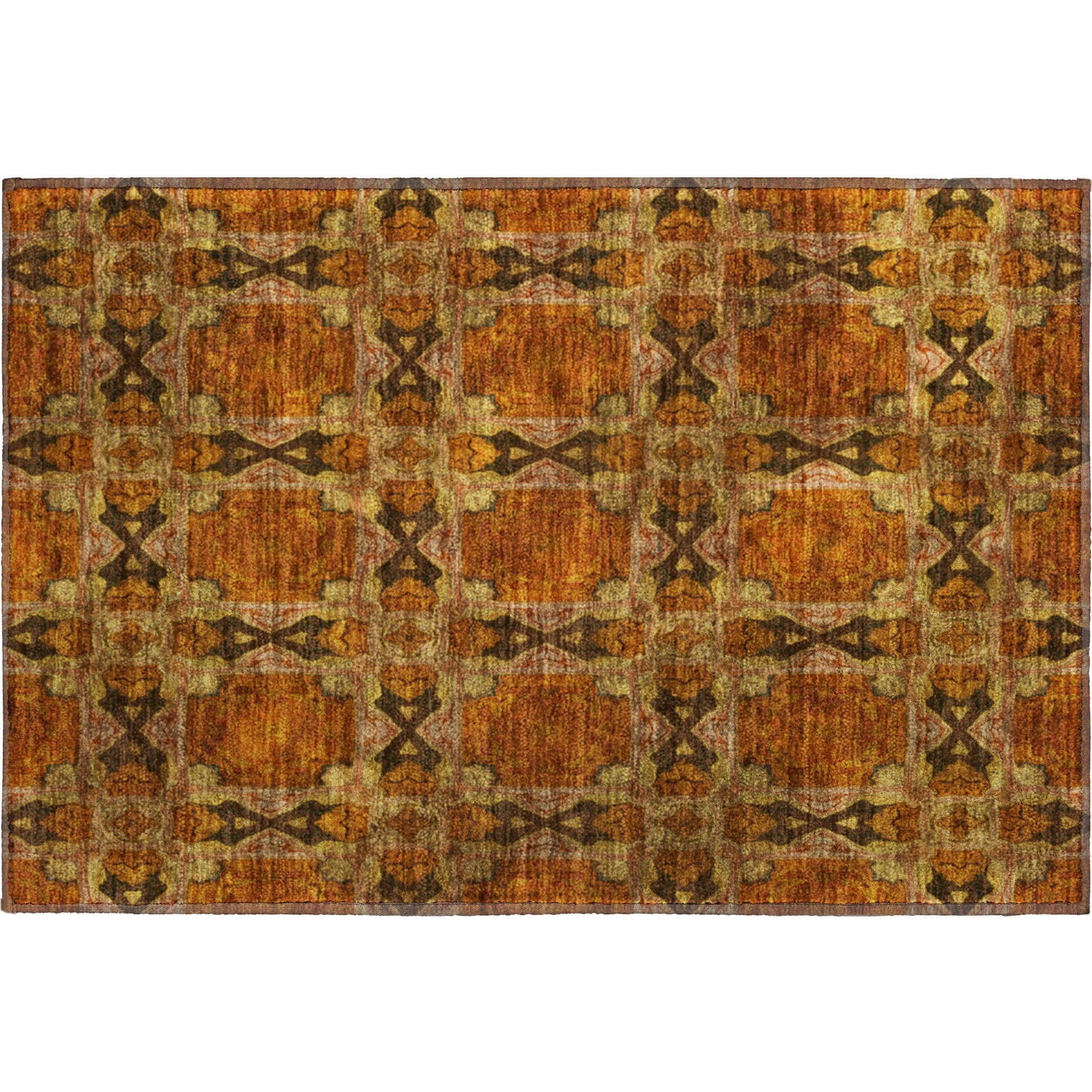 Hoi An Machine Washable Transitional Paprika Orange Rug 1'8" x 2'6" #shape_Rectangle