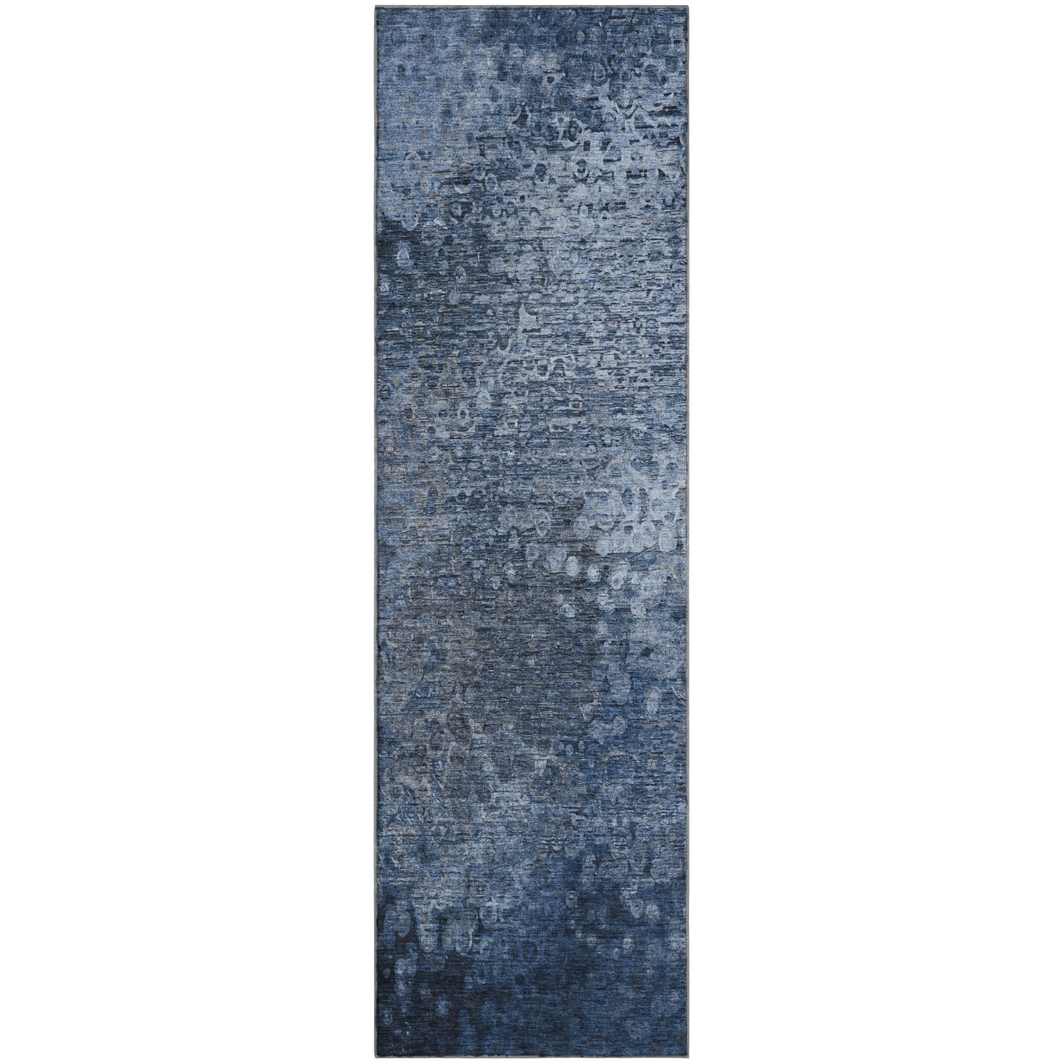 Kotor Machine Washable Transitional Blue Rug 2'3" x 7'6" #shape_Runner