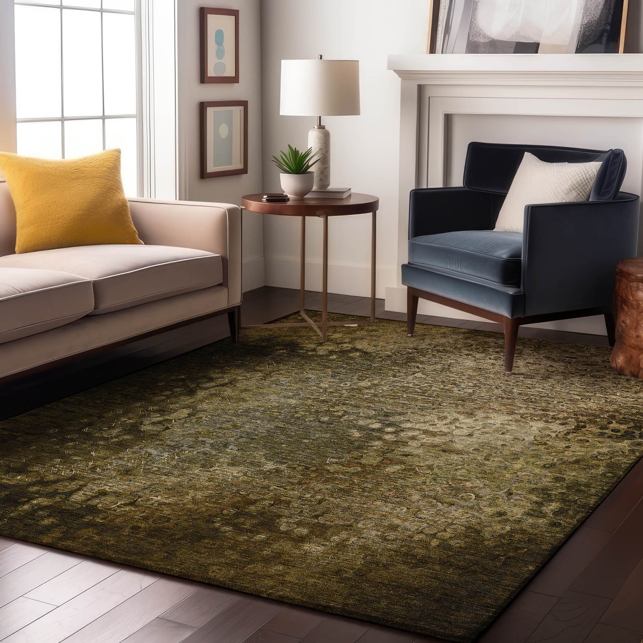 Kotor Machine Washable Transitional Brown Rug 2'6" x 3'10" #shape_Rectangle