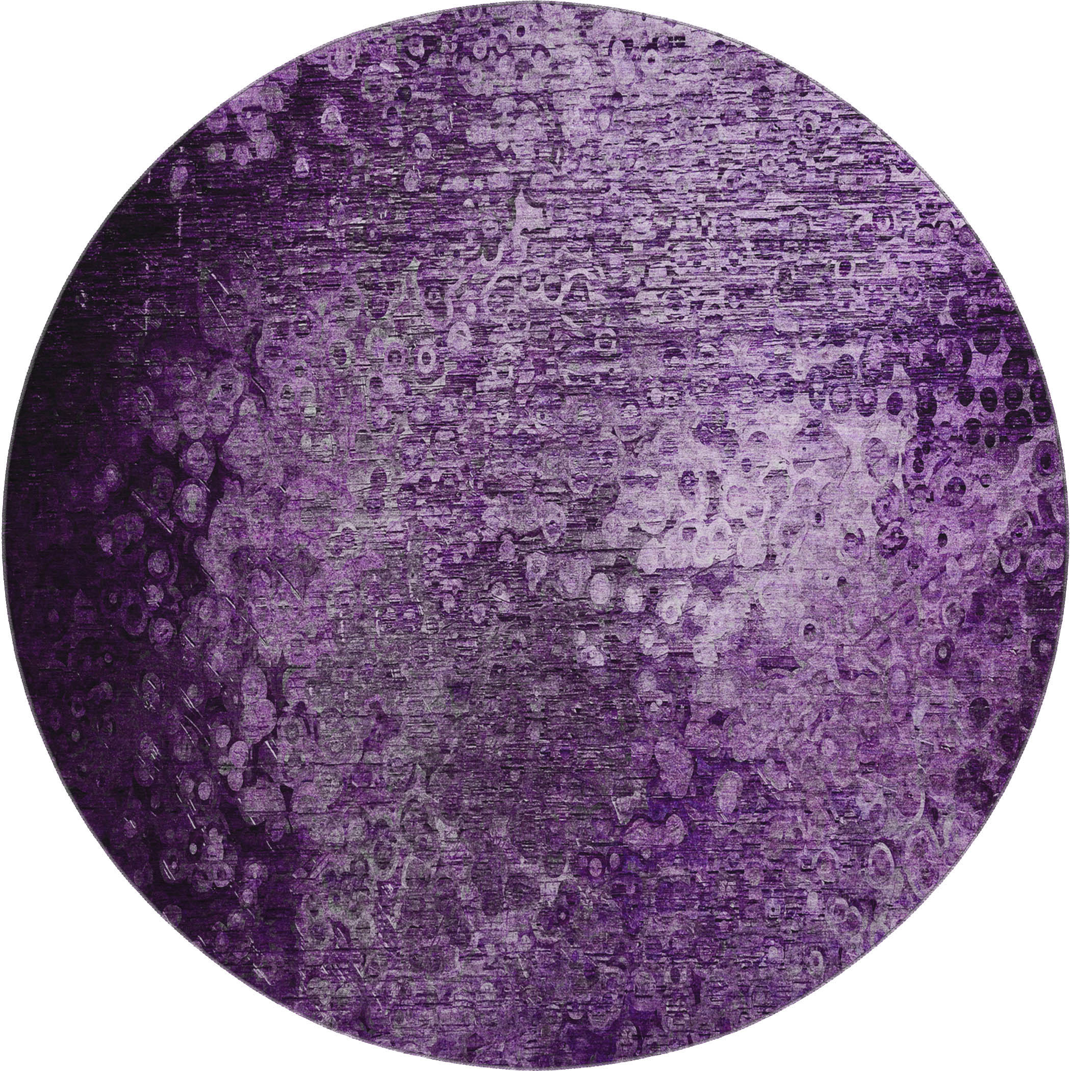 Kotor Machine Washable Transitional Purple Rug 8' x 8' #shape_Round