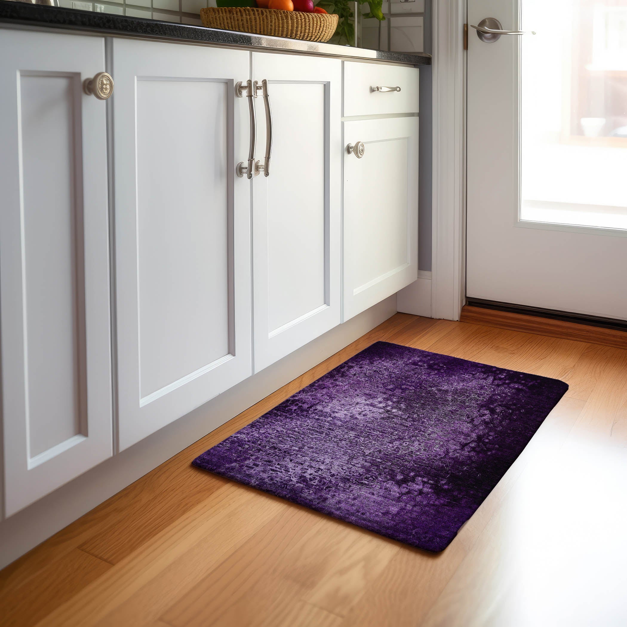Kotor Machine Washable Transitional Purple Rug 1'8" x 2'6" #shape_Rectangle