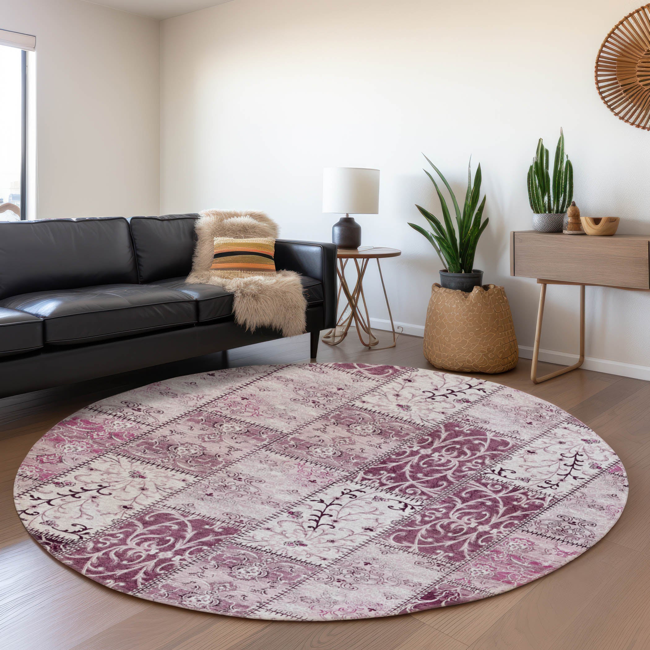 Jaipur Machine Washable Transitional Burgundy Red Rug 8' x 8' #shape_Round