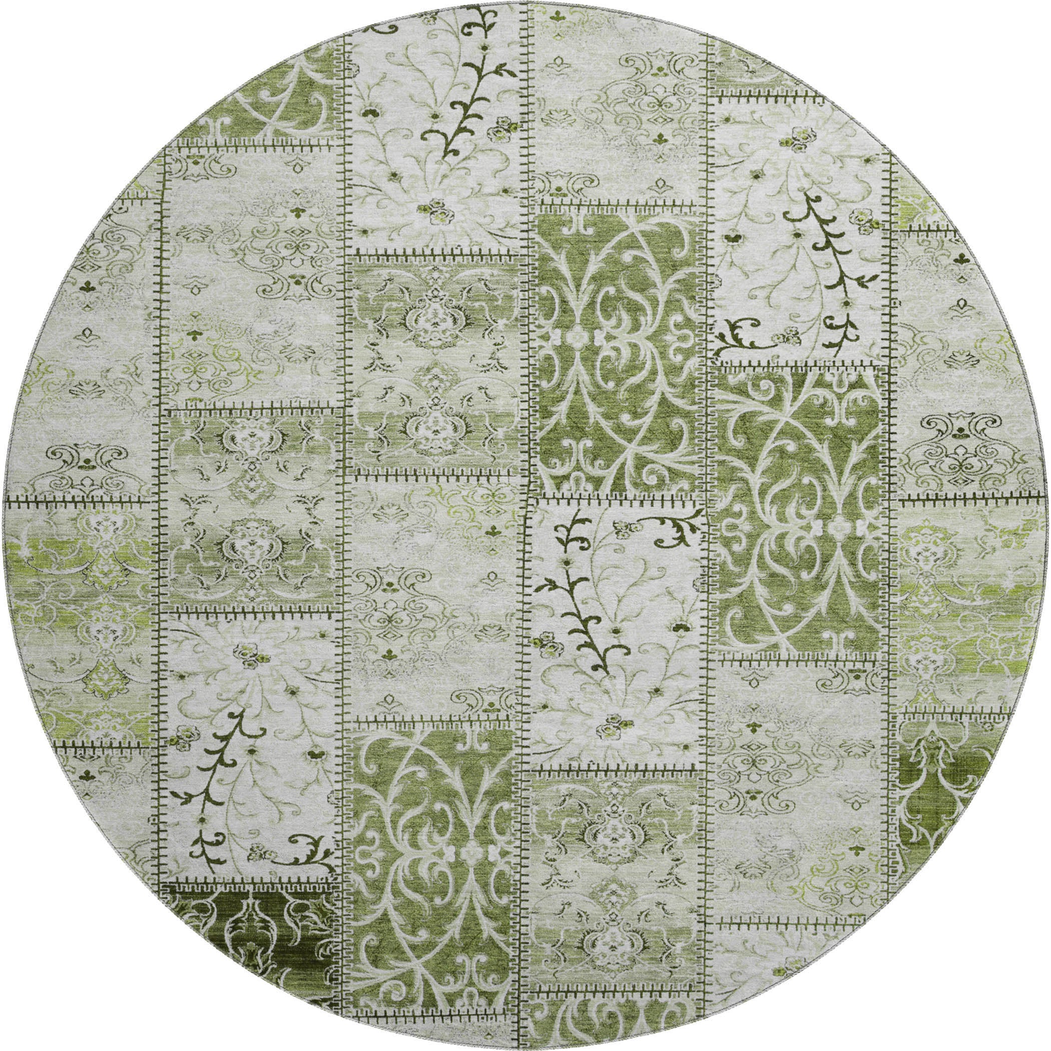 Jaipur Machine Washable Transitional Green Rug 8' x 8' #shape_Round