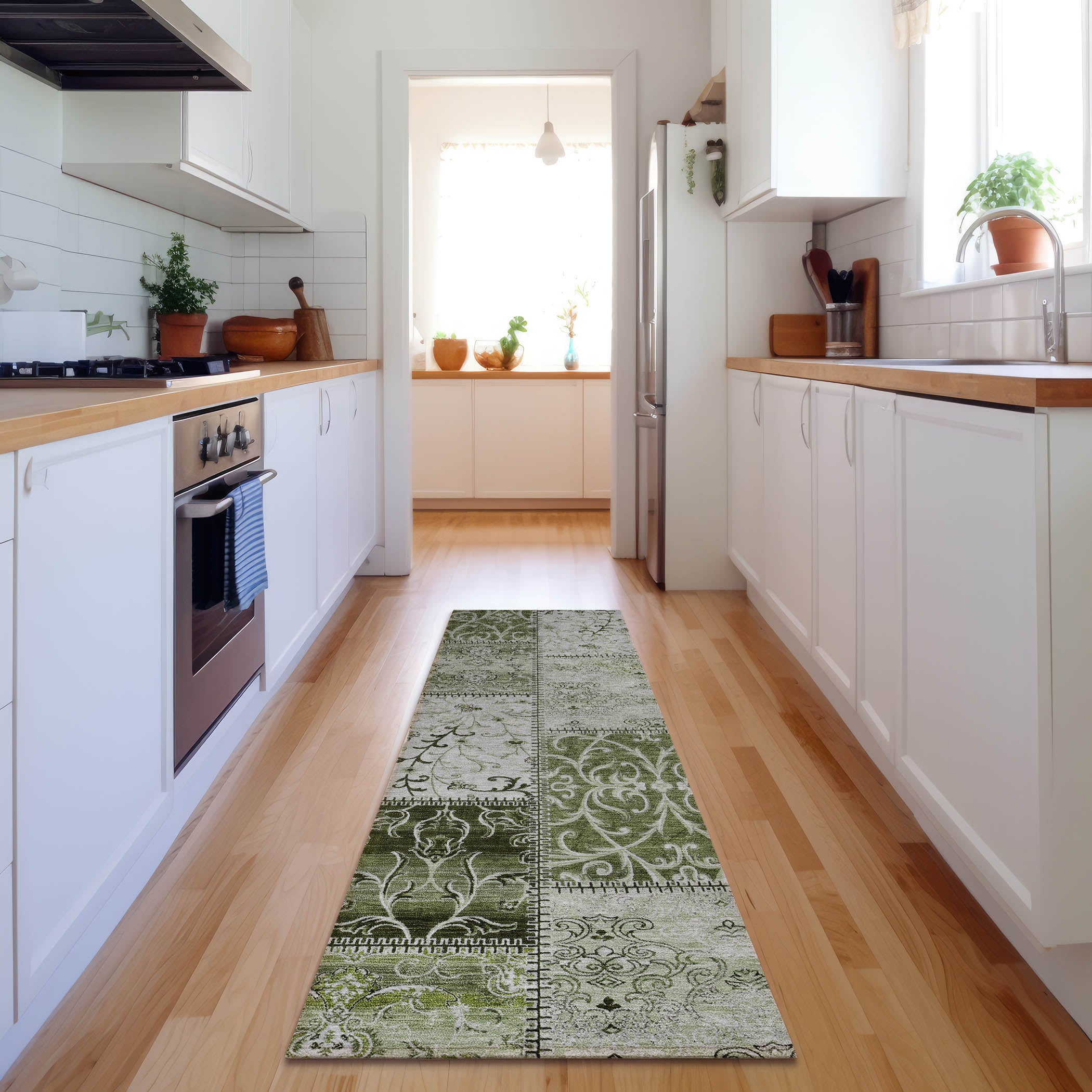 Jaipur Machine Washable Transitional Green Rug 2'3" x 7'6" #shape_Runner