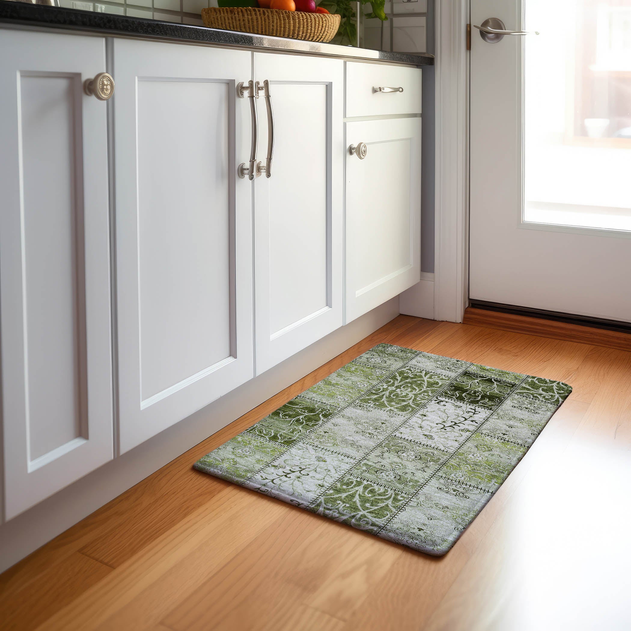 Jaipur Machine Washable Transitional Green Rug 1'8" x 2'6" #shape_Rectangle