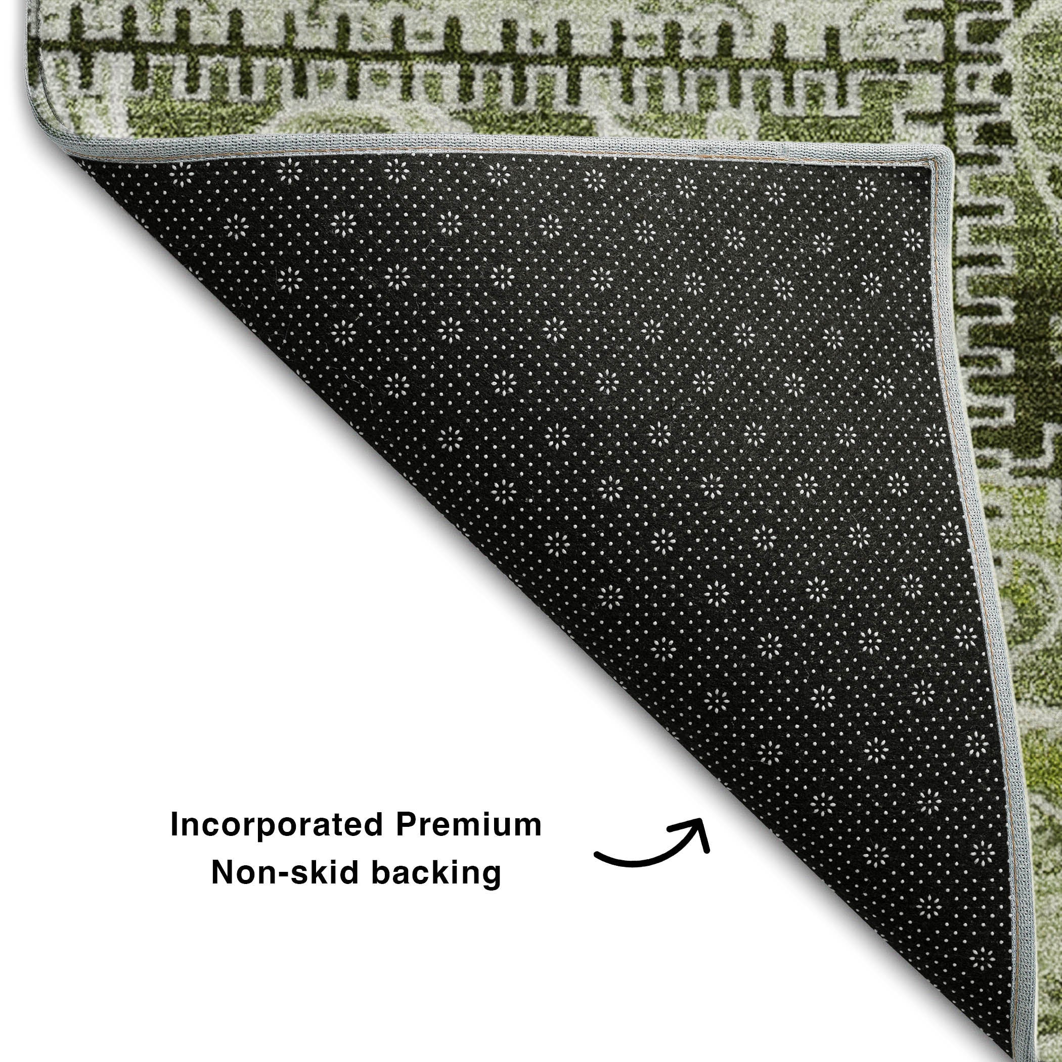 Jaipur Machine Washable Transitional Green Rug 1'8" x 2'6" #shape_Rectangle