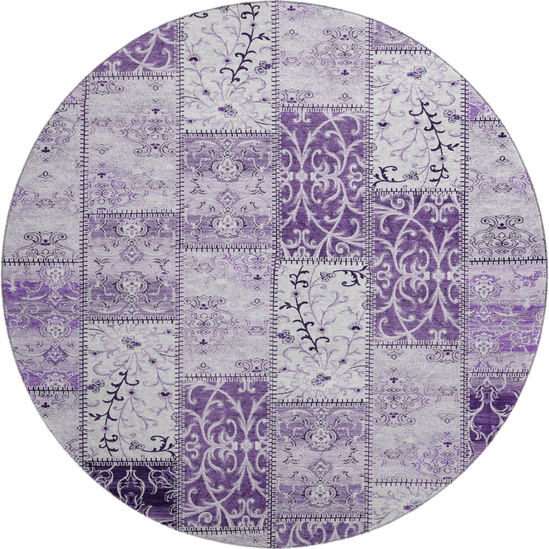 Jaipur Machine Washable Transitional Purple Rug 8' x 8' #shape_Round