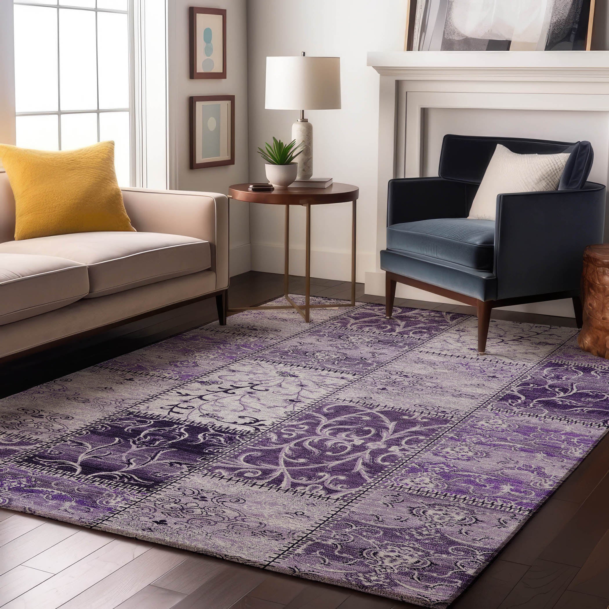Jaipur Machine Washable Transitional Purple Rug 2'6" x 3'10" #shape_Rectangle