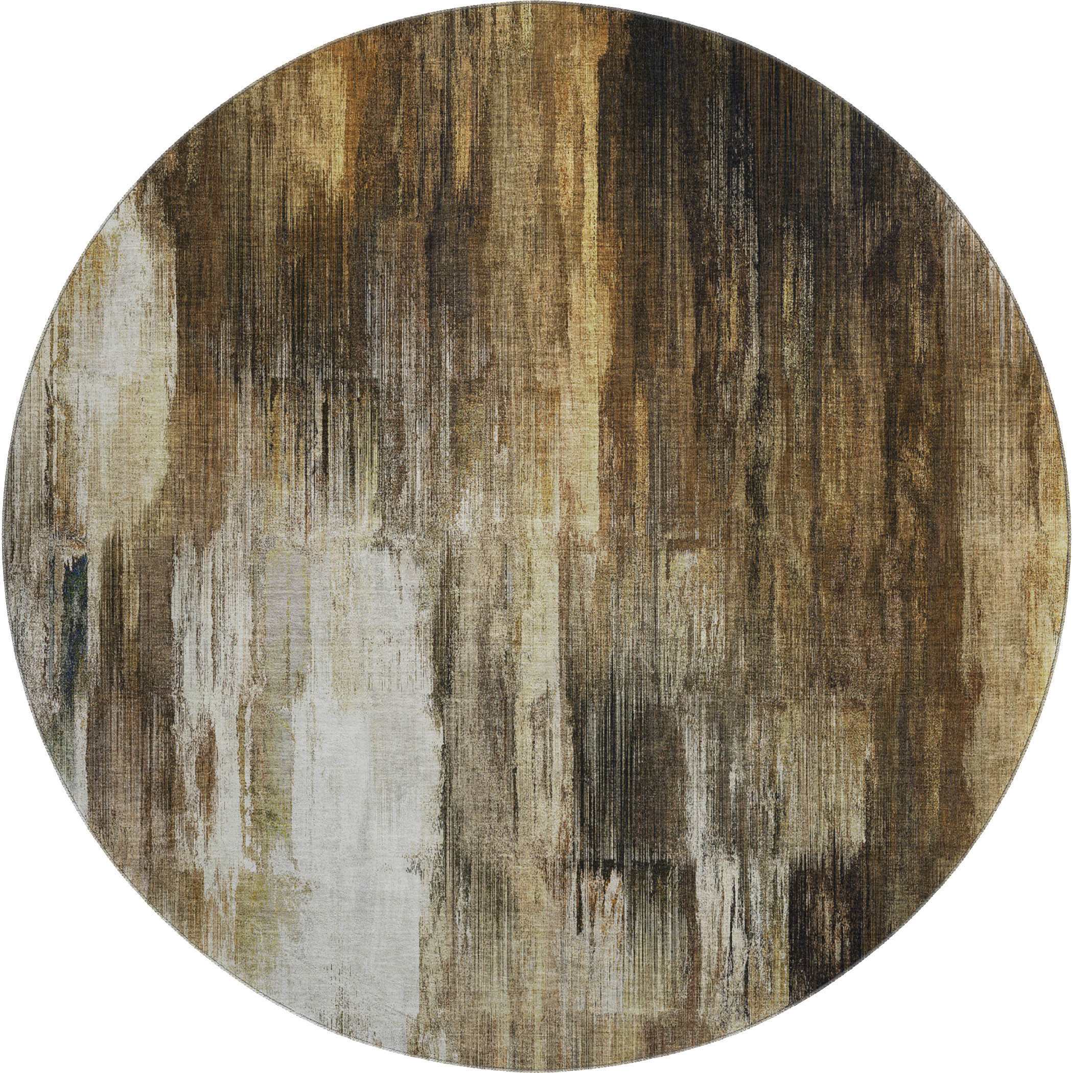 Reykjavik Machine Washable Transitional Chocolate Brown Rug 8' x 8' #shape_Round