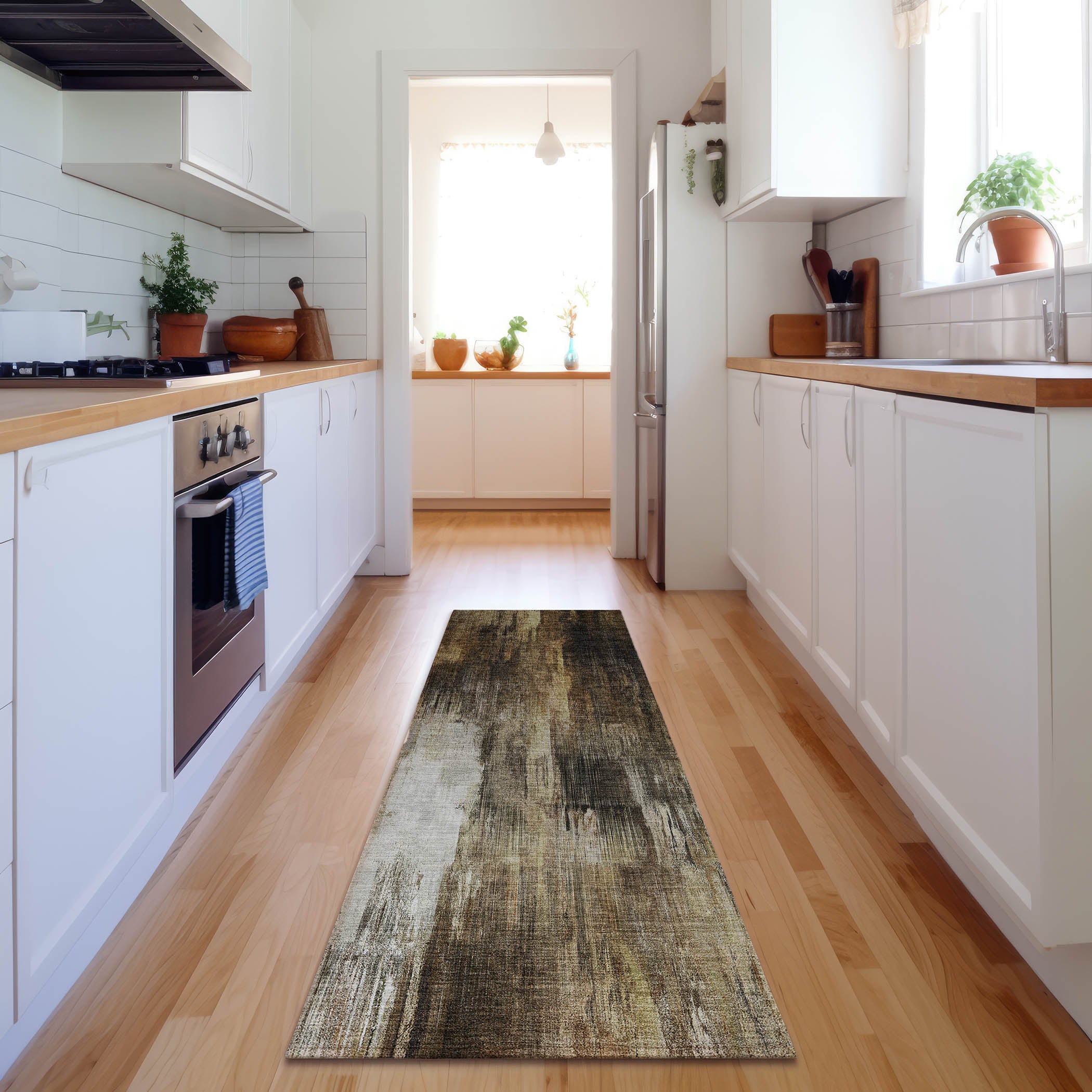 Reykjavik Machine Washable Transitional Chocolate Brown Rug 2'3" x 7'6" #shape_Runner