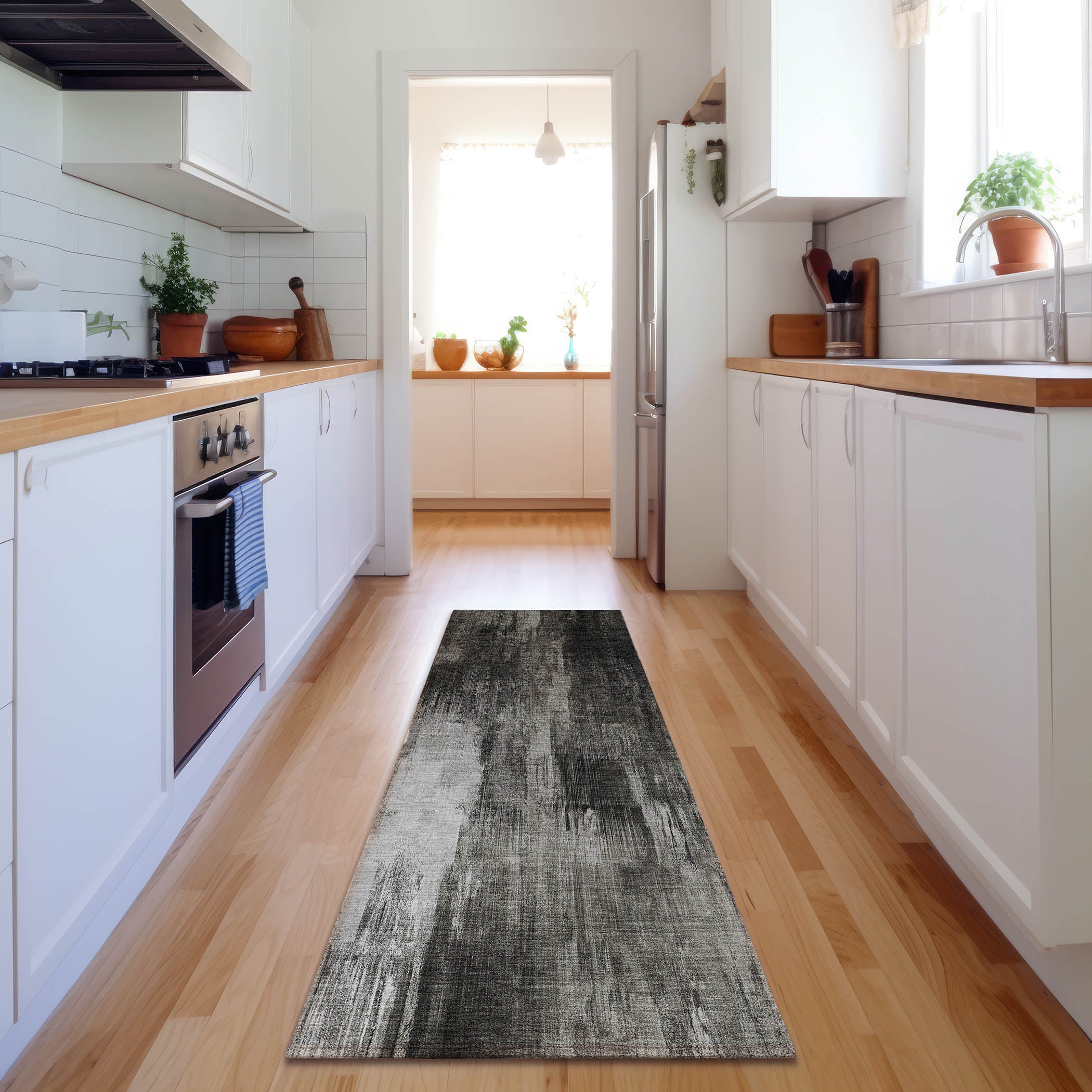 Reykjavik Machine Washable Transitional Gray Rug 2'3" x 7'6" #shape_Runner