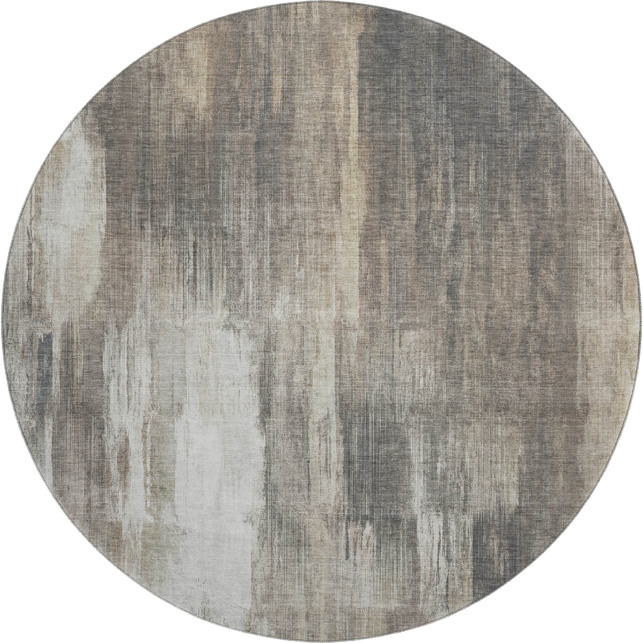 Reykjavik Machine Washable Transitional Taupe Brown Rug 8' x 8' #shape_Round