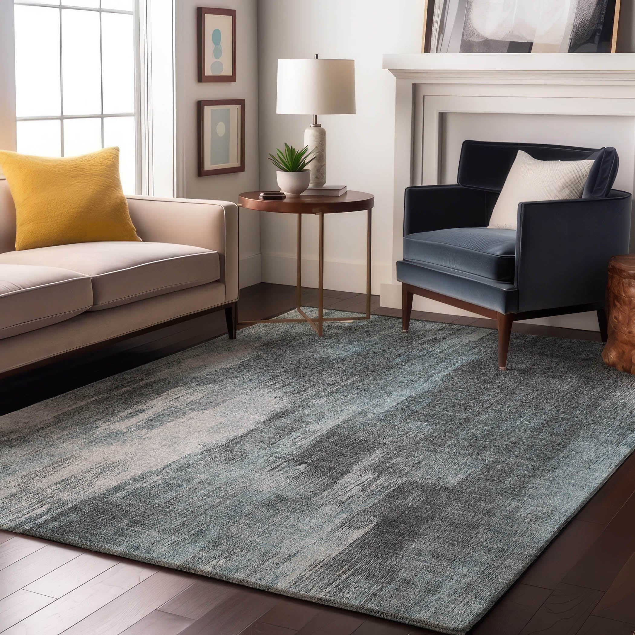 Reykjavik Machine Washable Transitional Teal Rug 2'6" x 3'10" #shape_Rectangle