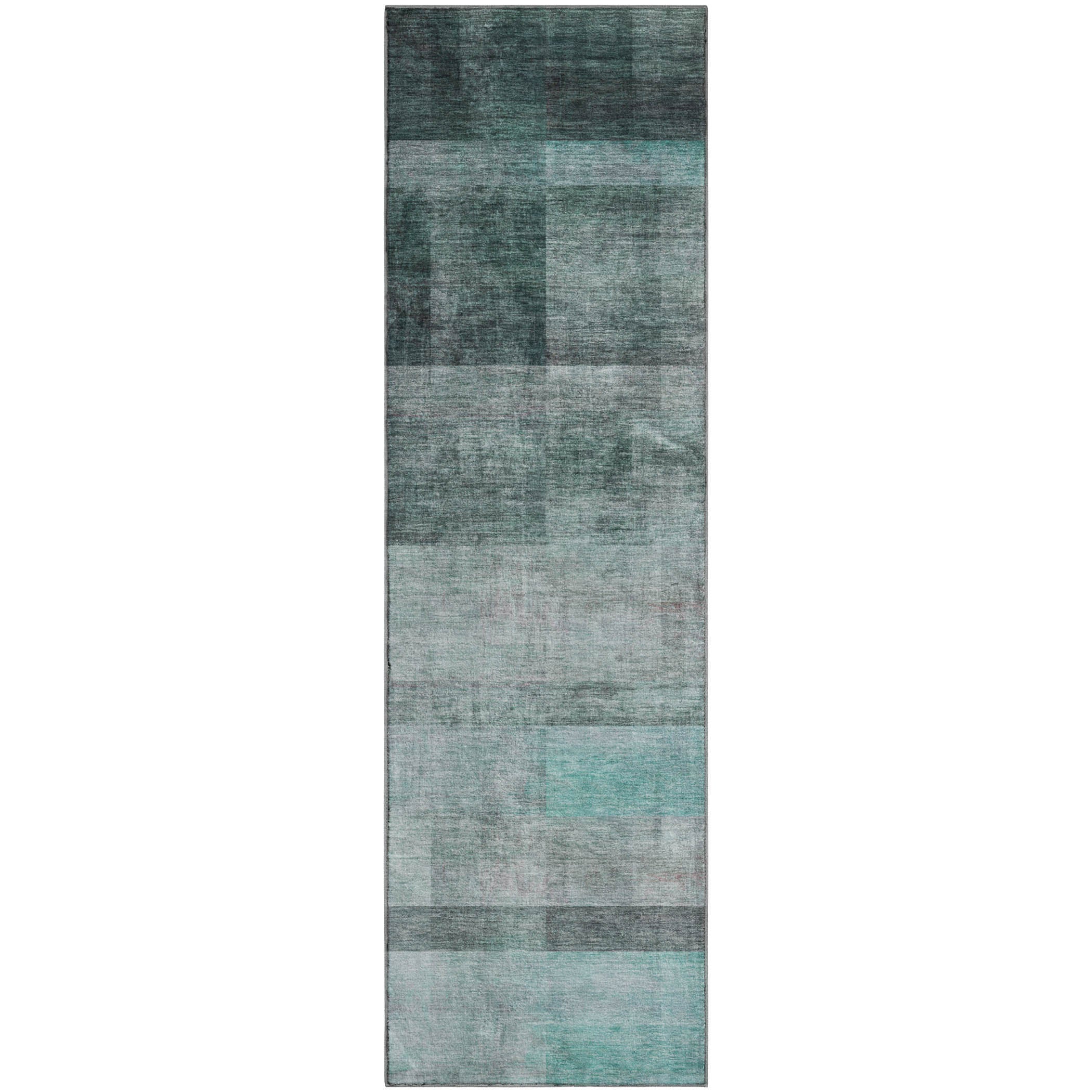 Lucerne Machine Washable Transitional Teal Rug 2'3" x 7'6" #shape_Runner