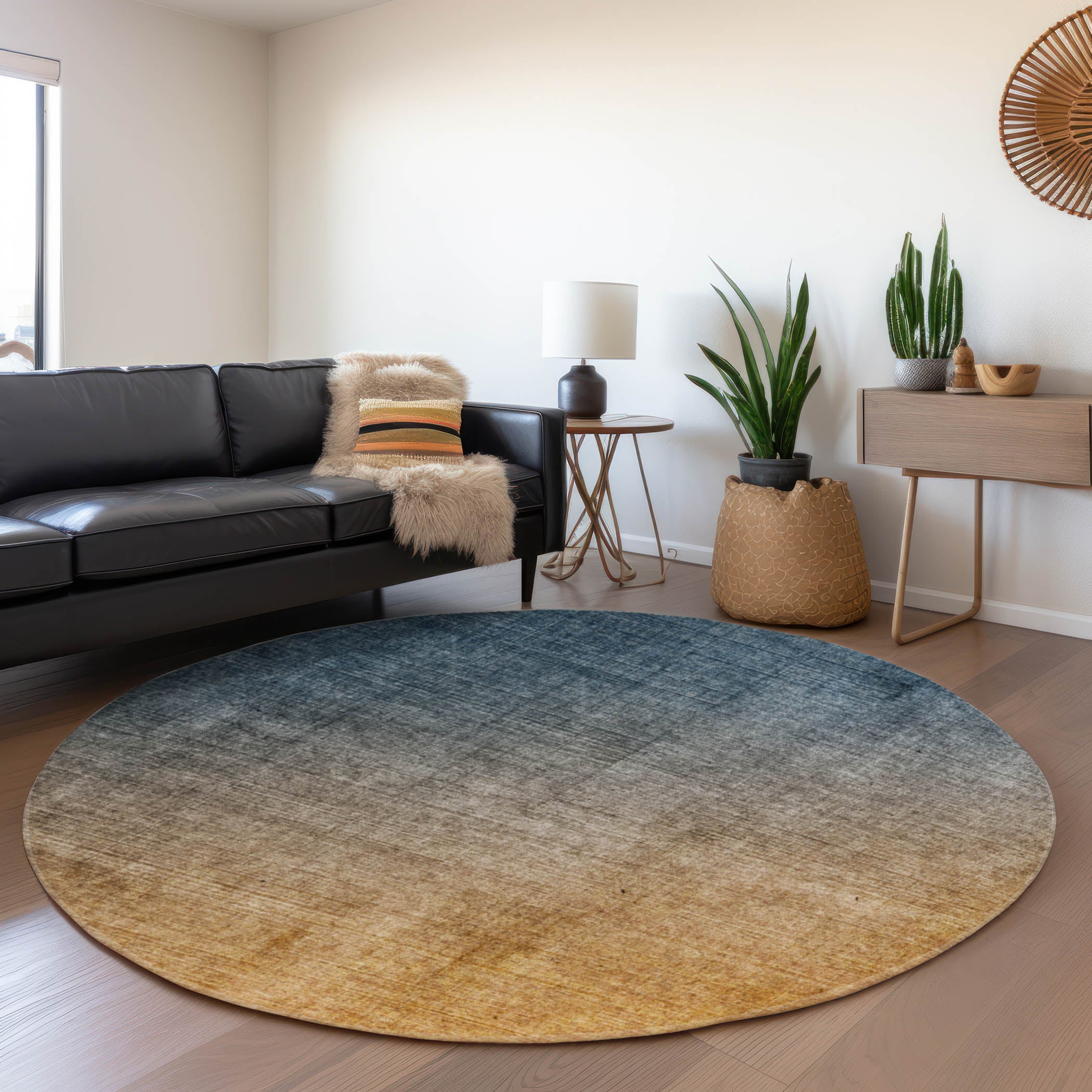 Jaipur Machine Washable Transitional Navy Blue Rug 8' x 8' #shape_Round