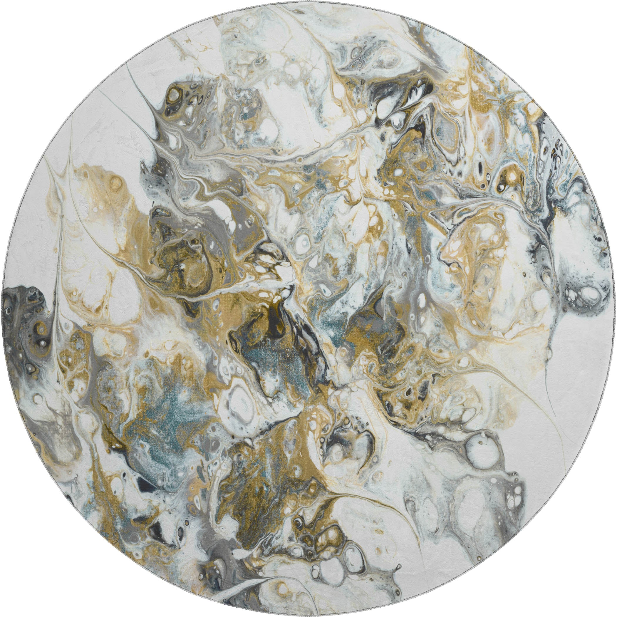 Lima Machine Washable Contemporary Smoke Neutral Rug 8' x 8' #shape_Round