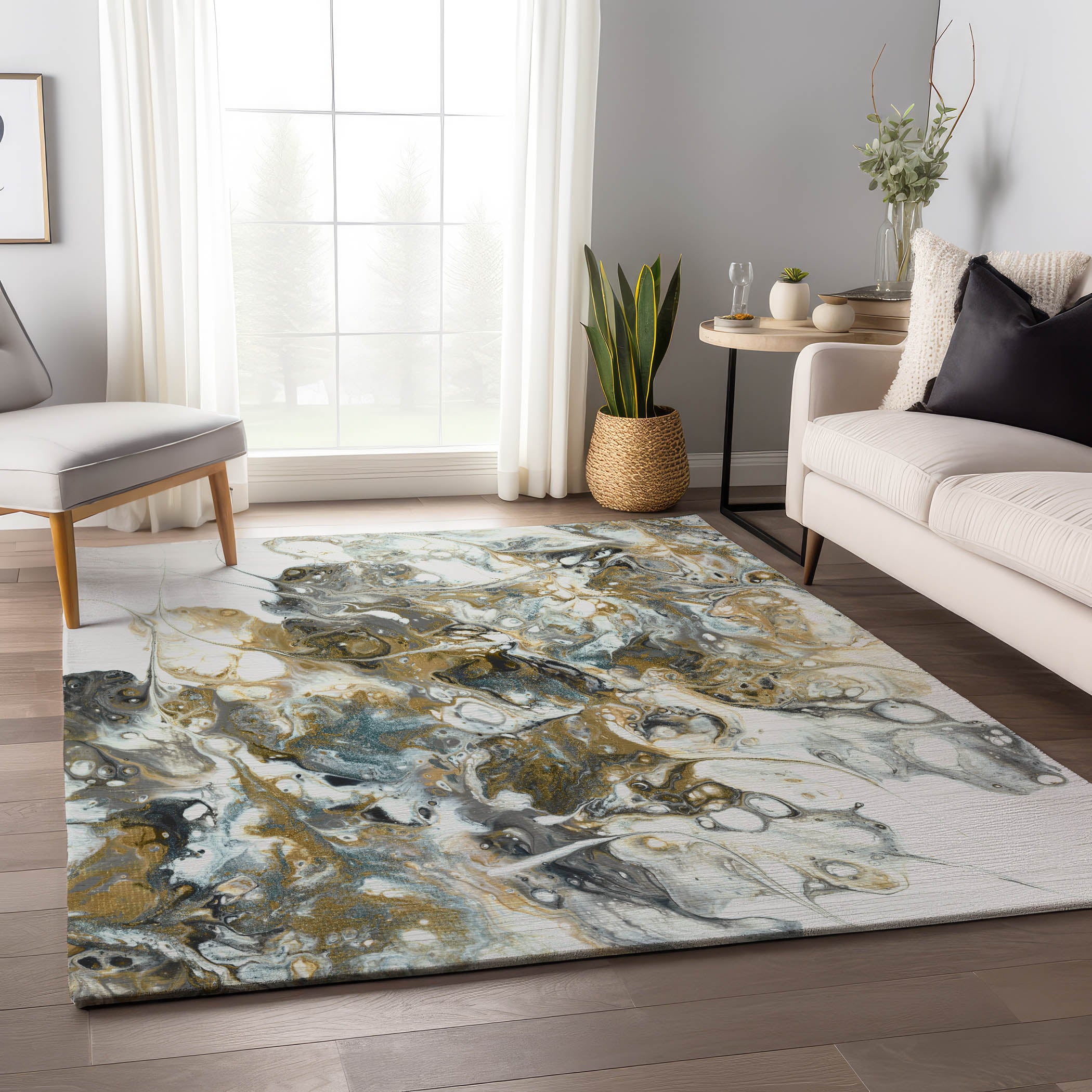 Lima Machine Washable Contemporary Smoke Neutral Rug 2'6" x 3'10" #shape_Rectangle