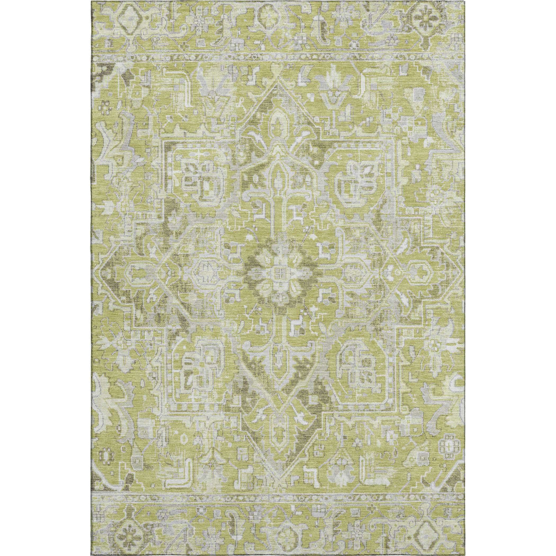 Bern Machine Washable Traditional Aloe Green Rug 2'6" x 3'10" #shape_Rectangle