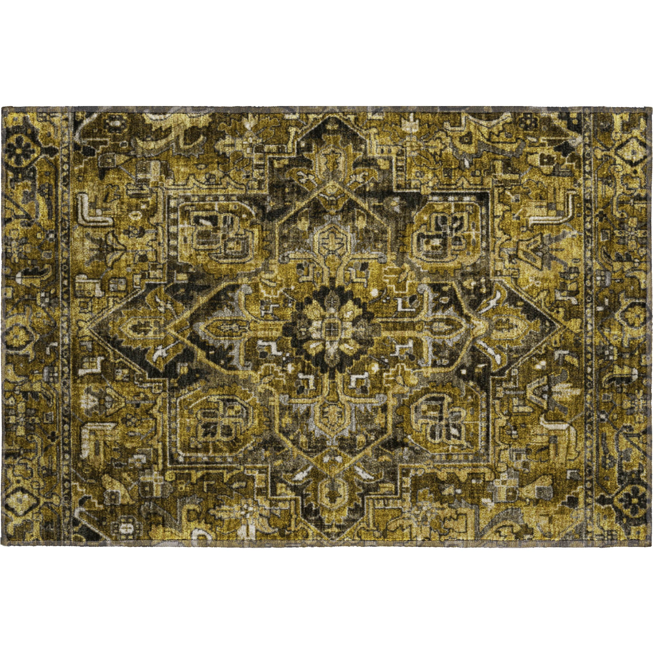 Bern Machine Washable Traditional Brown Rug 1'8" x 2'6" #shape_Rectangle