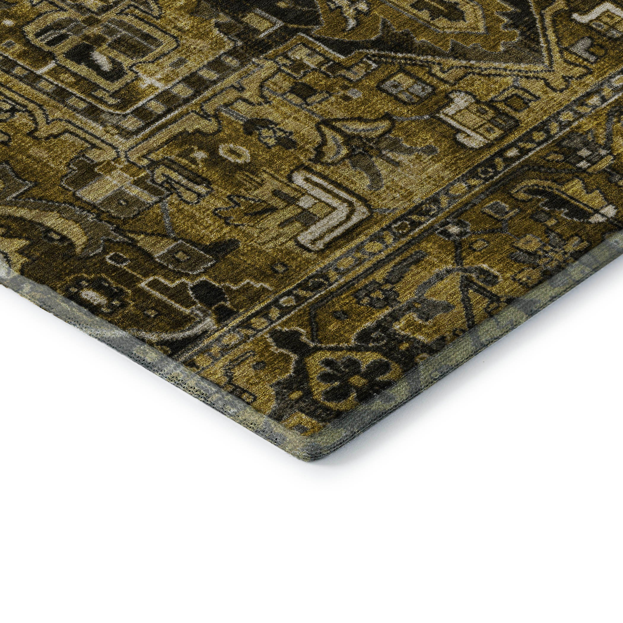 Bern Machine Washable Traditional Brown Rug 1'8" x 2'6" #shape_Rectangle