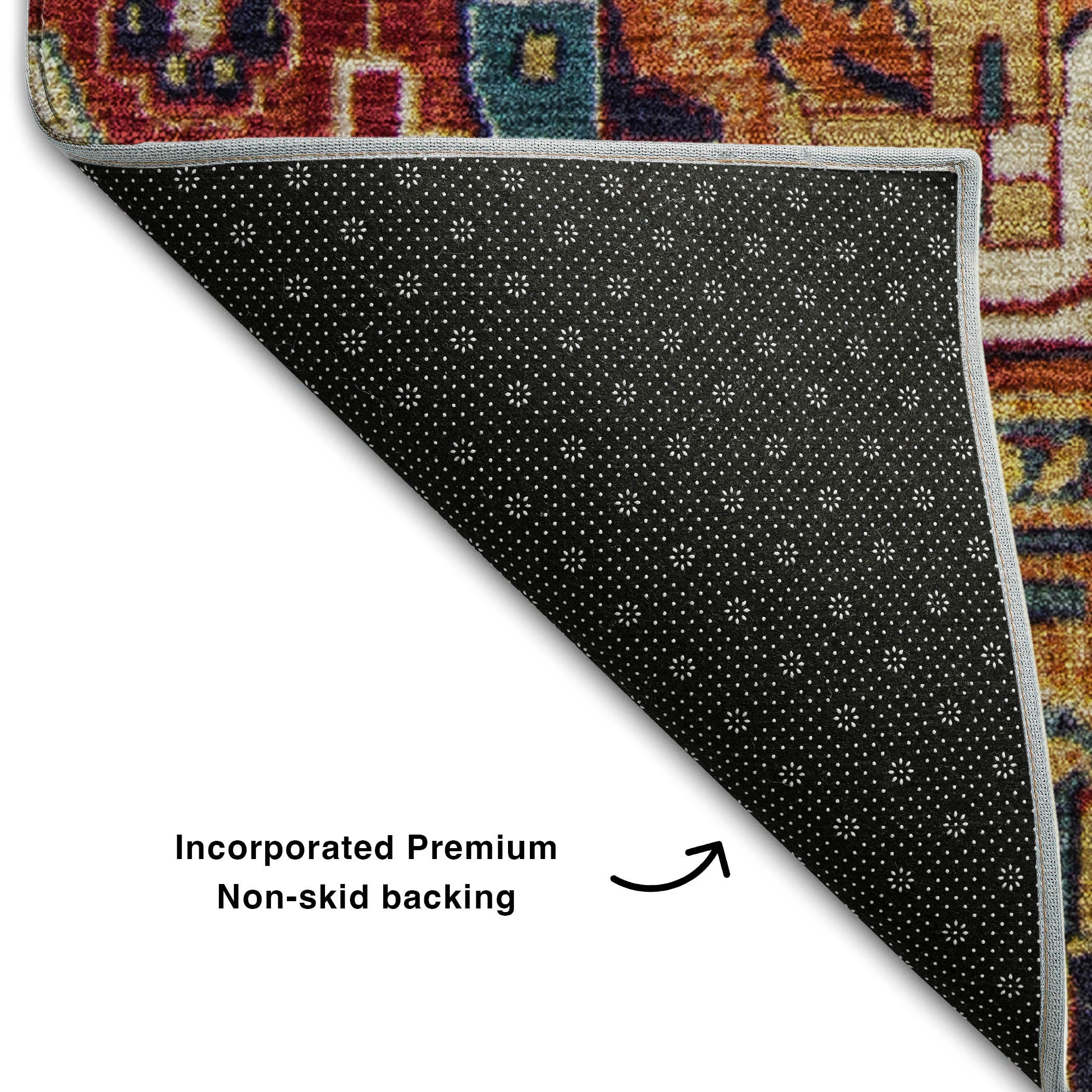 Bern Machine Washable Traditional Paprika Orange Rug 1'8" x 2'6" #shape_Rectangle