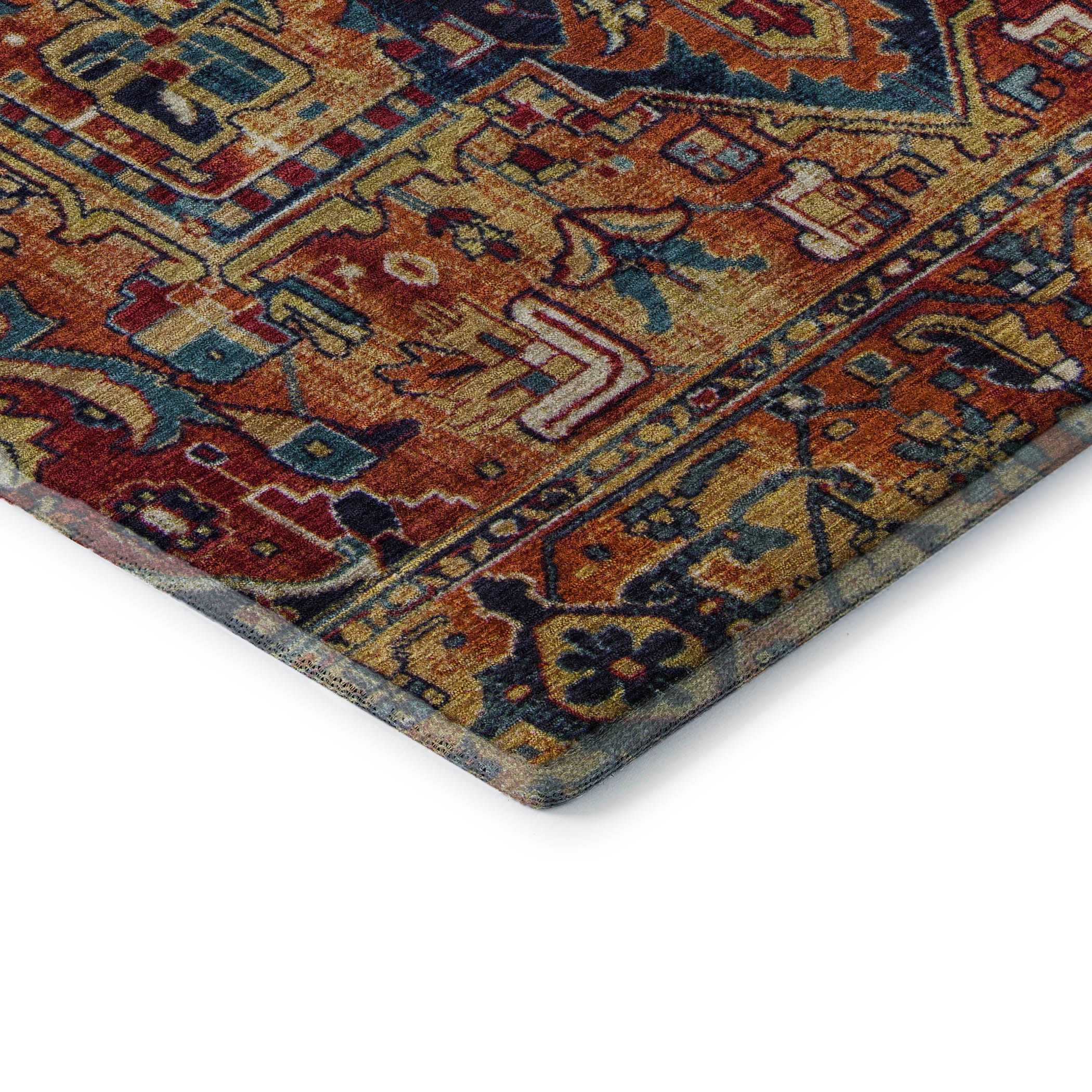 Bern Machine Washable Traditional Paprika Orange Rug 1'8" x 2'6" #shape_Rectangle