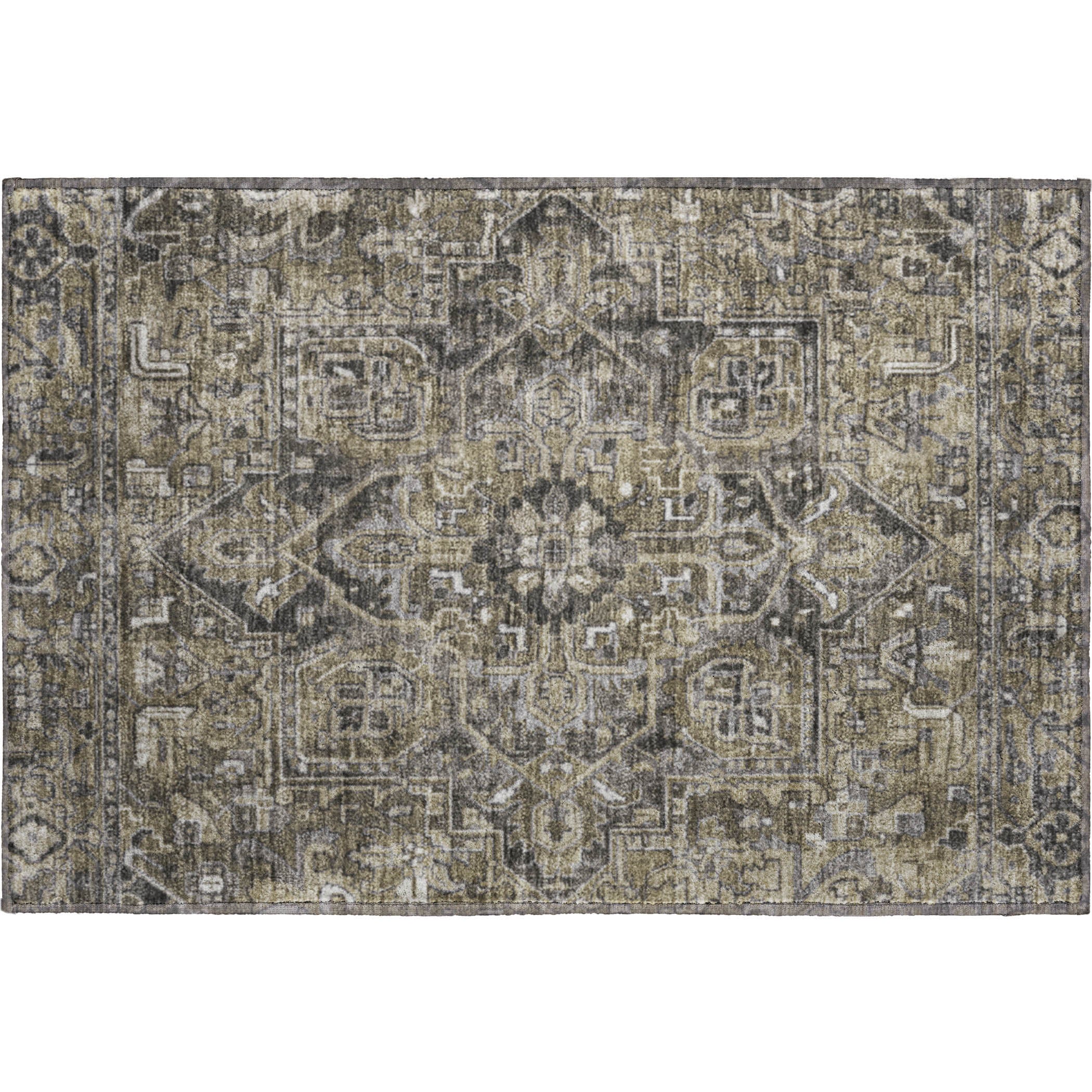 Bern Machine Washable Traditional Taupe Brown Rug 1'8" x 2'6" #shape_Rectangle