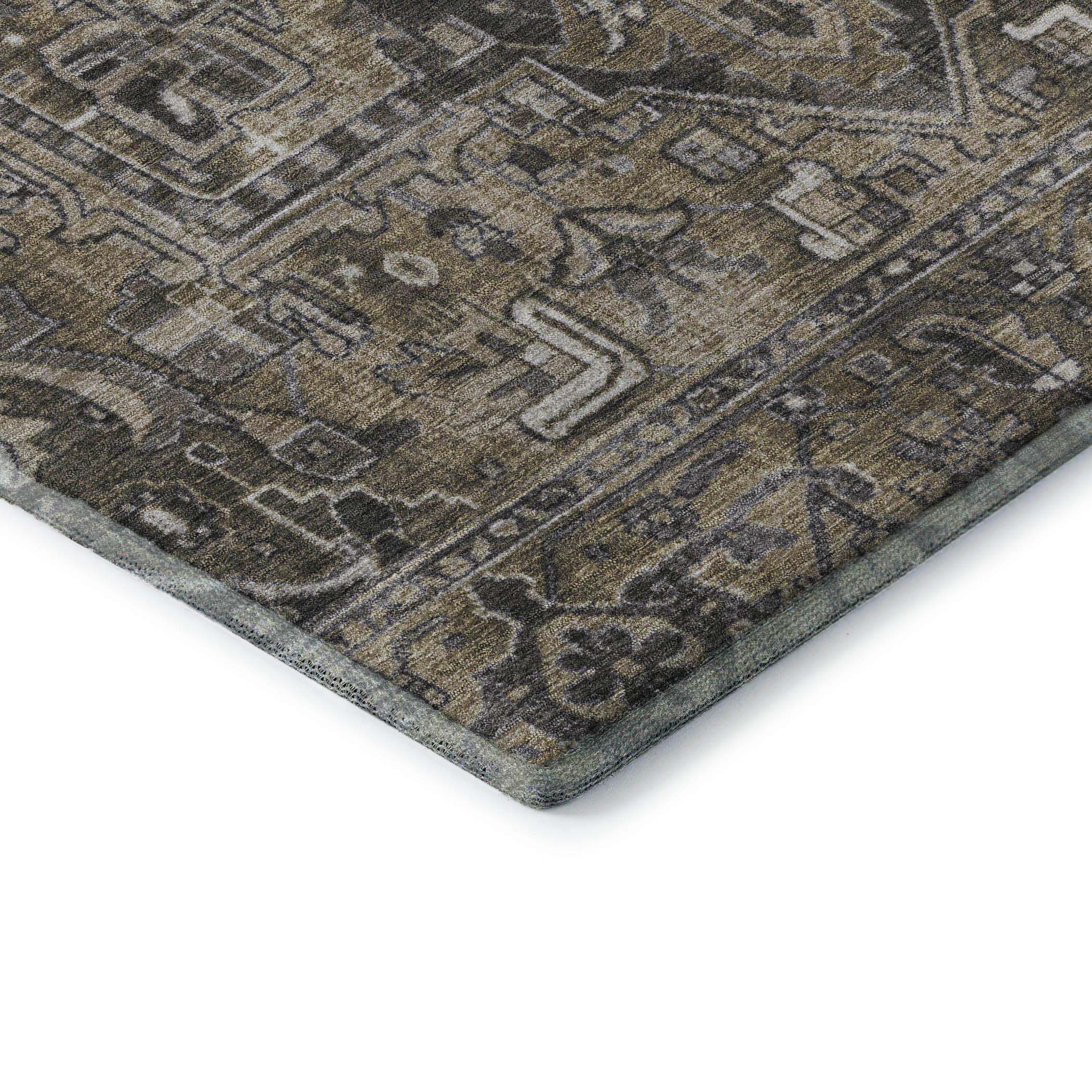 Bern Machine Washable Traditional Taupe Brown Rug 1'8" x 2'6" #shape_Rectangle