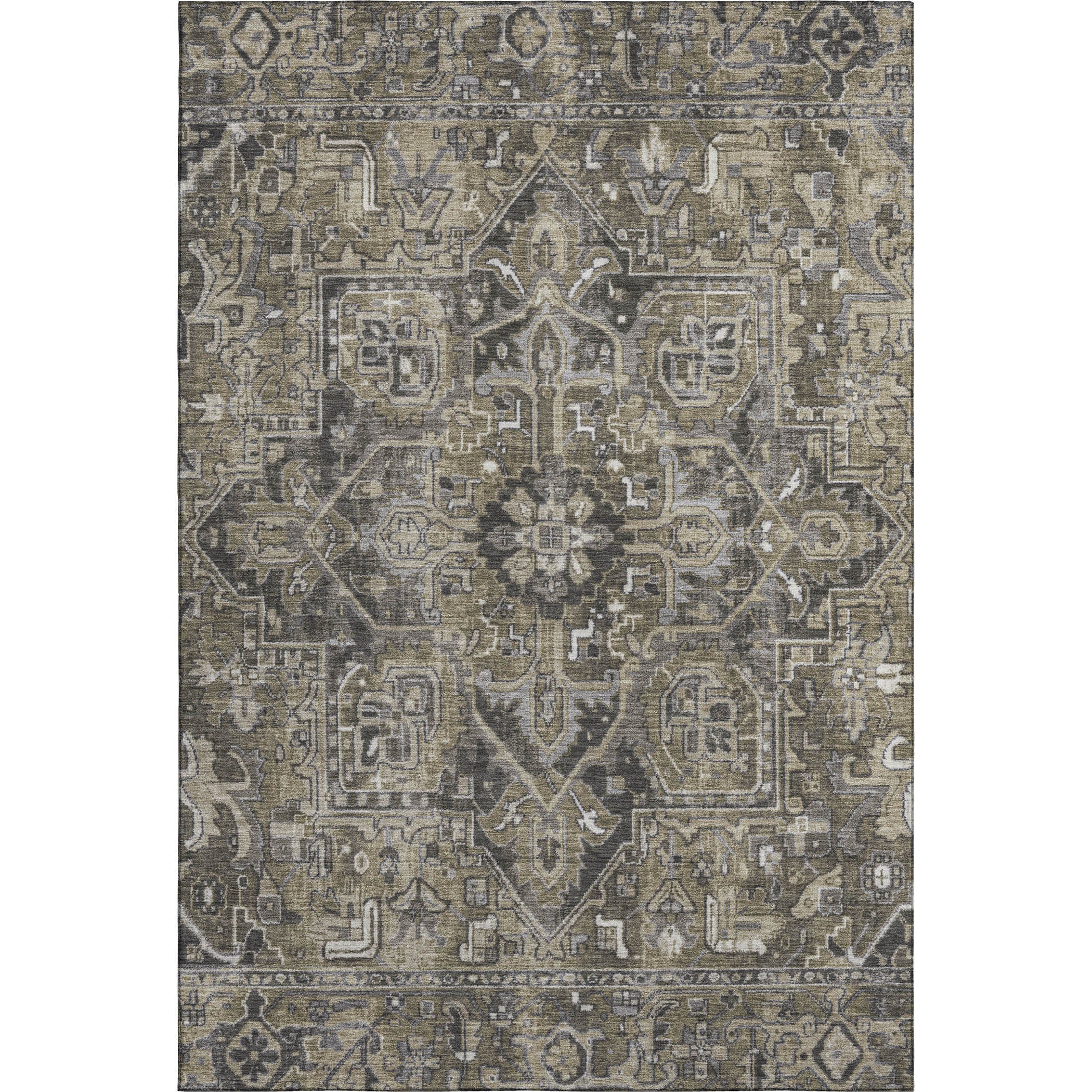 Bern Machine Washable Traditional Taupe Brown Rug 2'6" x 3'10" #shape_Rectangle