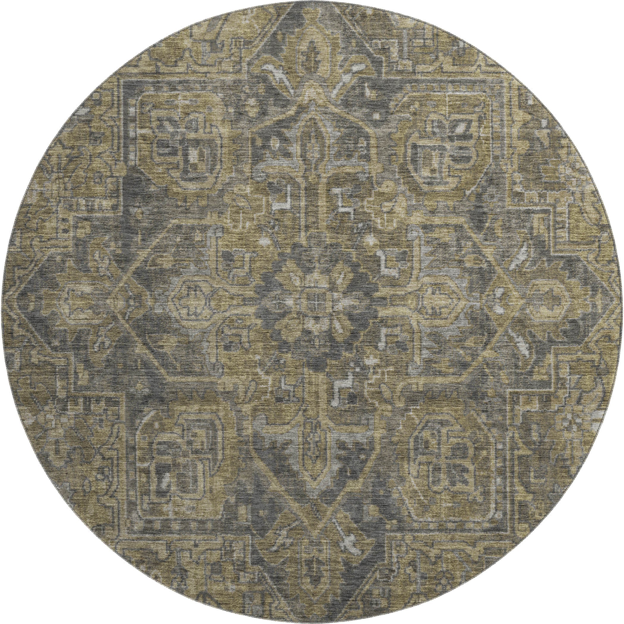 Reykjavik Machine Washable Traditional Chocolate Brown Rug 8' x 8' #shape_Round