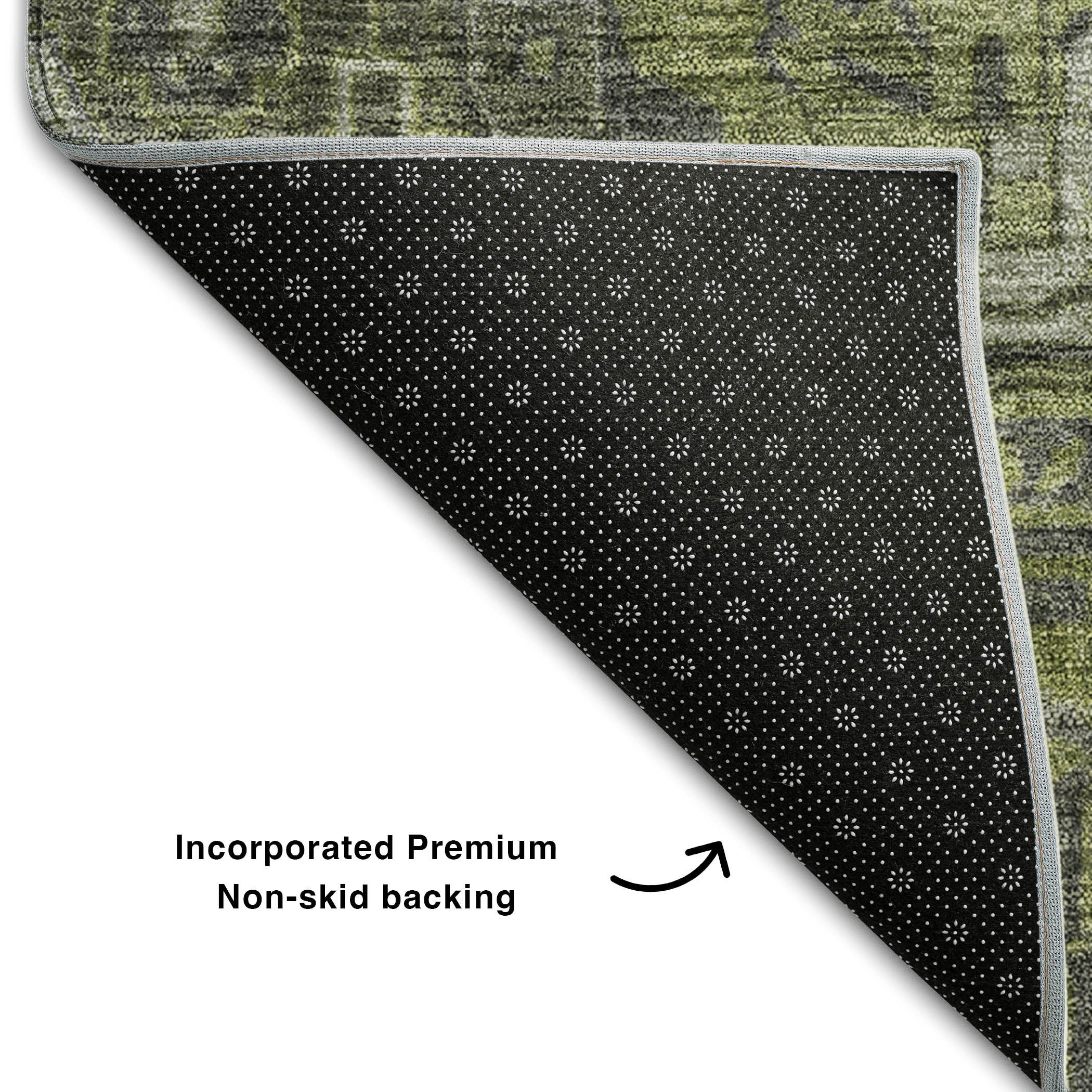 Reykjavik Machine Washable Traditional Green Rug 1'8" x 2'6" #shape_Rectangle