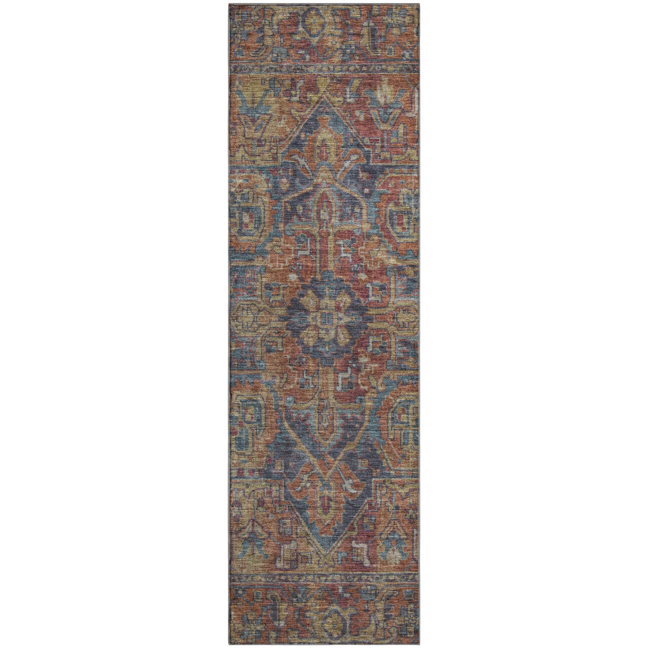 Reykjavik Machine Washable Traditional Red Rug 2'3" x 7'6" #shape_Runner