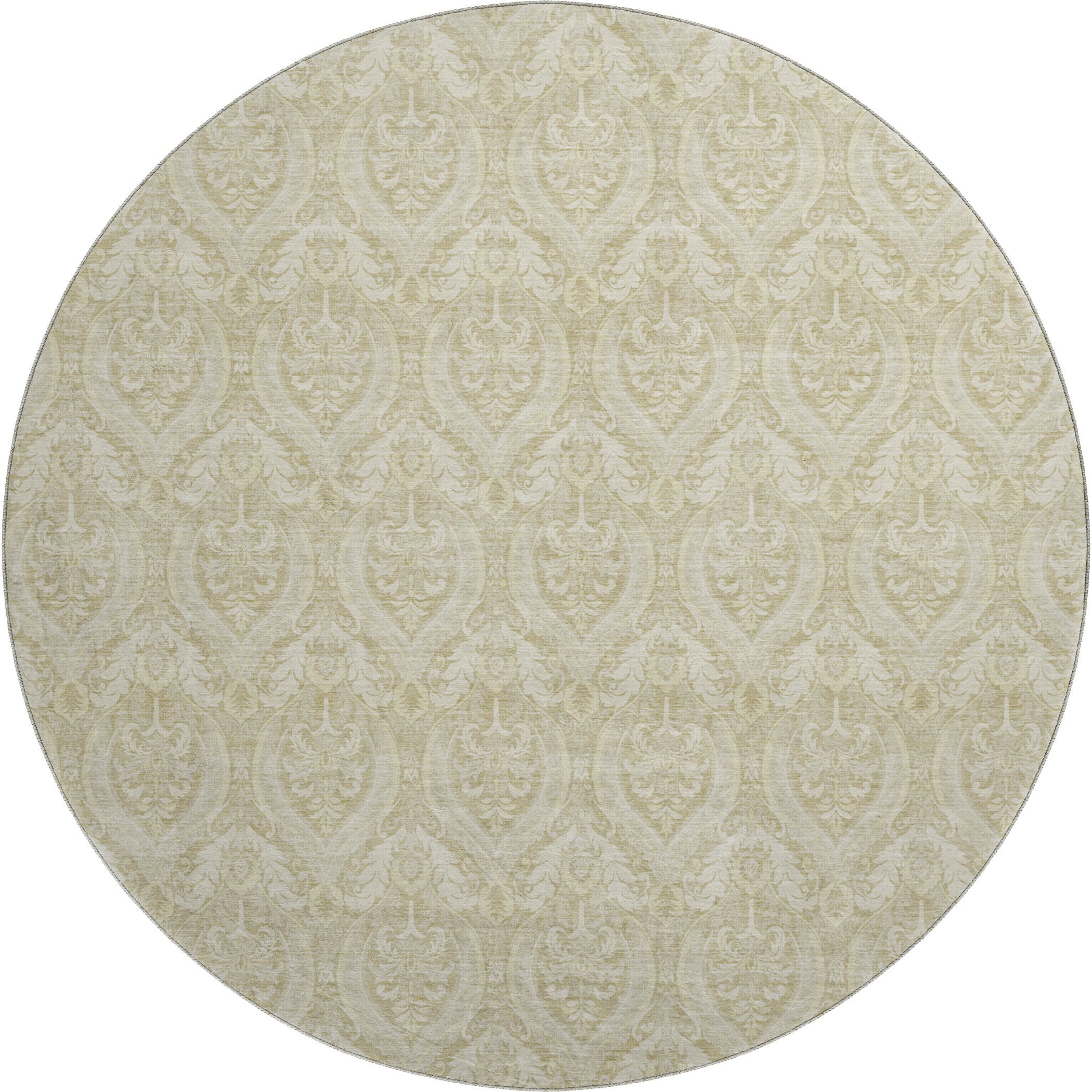 Oaxaca Machine Washable Transitional Beige Brown Rug 8' x 8' #shape_Round