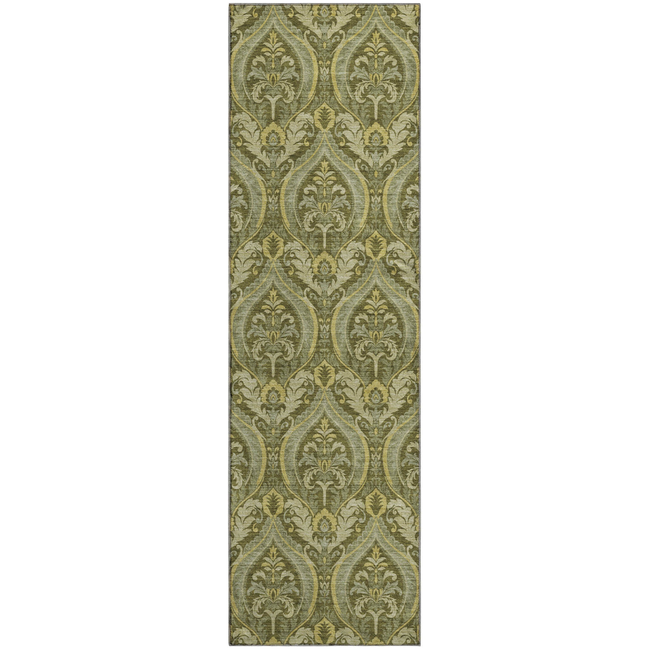 Oaxaca Machine Washable Transitional Green Rug 2'3" x 7'6" #shape_Runner