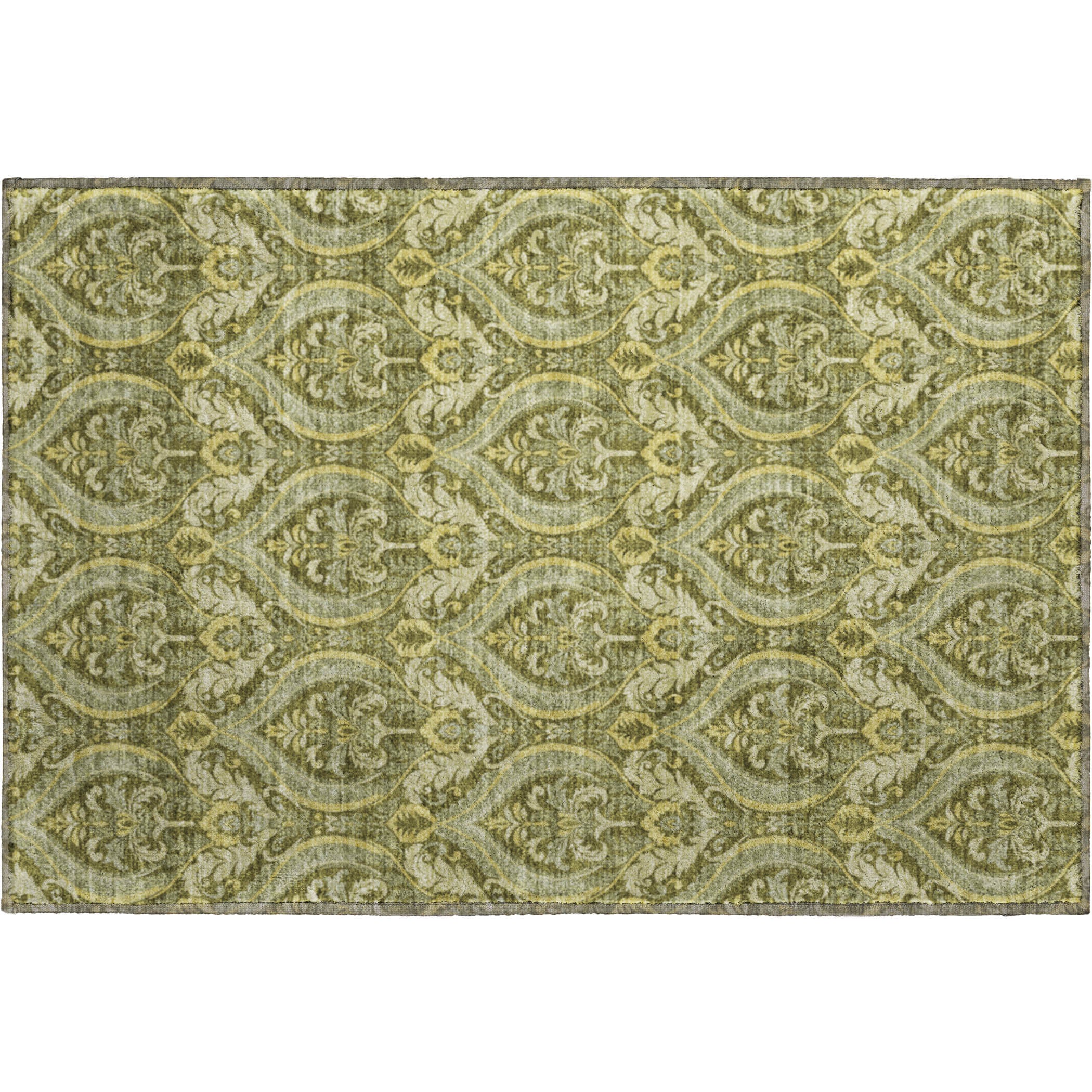 Oaxaca Machine Washable Transitional Green Rug 1'8" x 2'6" #shape_Rectangle