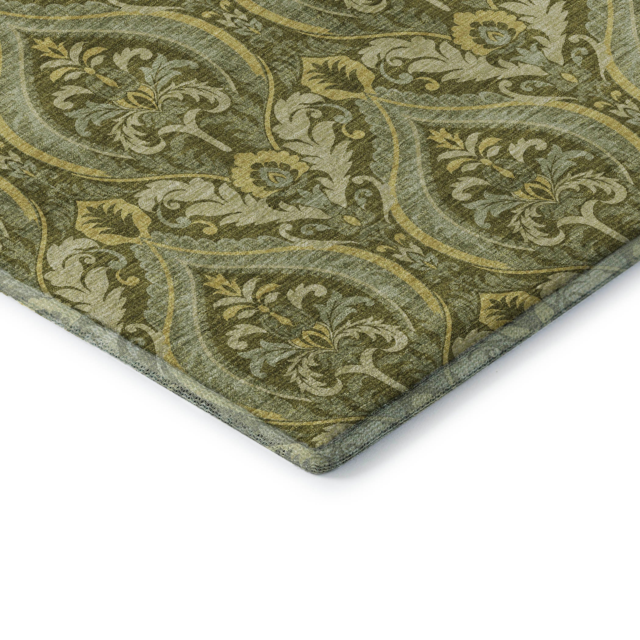 Oaxaca Machine Washable Transitional Green Rug 1'8" x 2'6" #shape_Rectangle