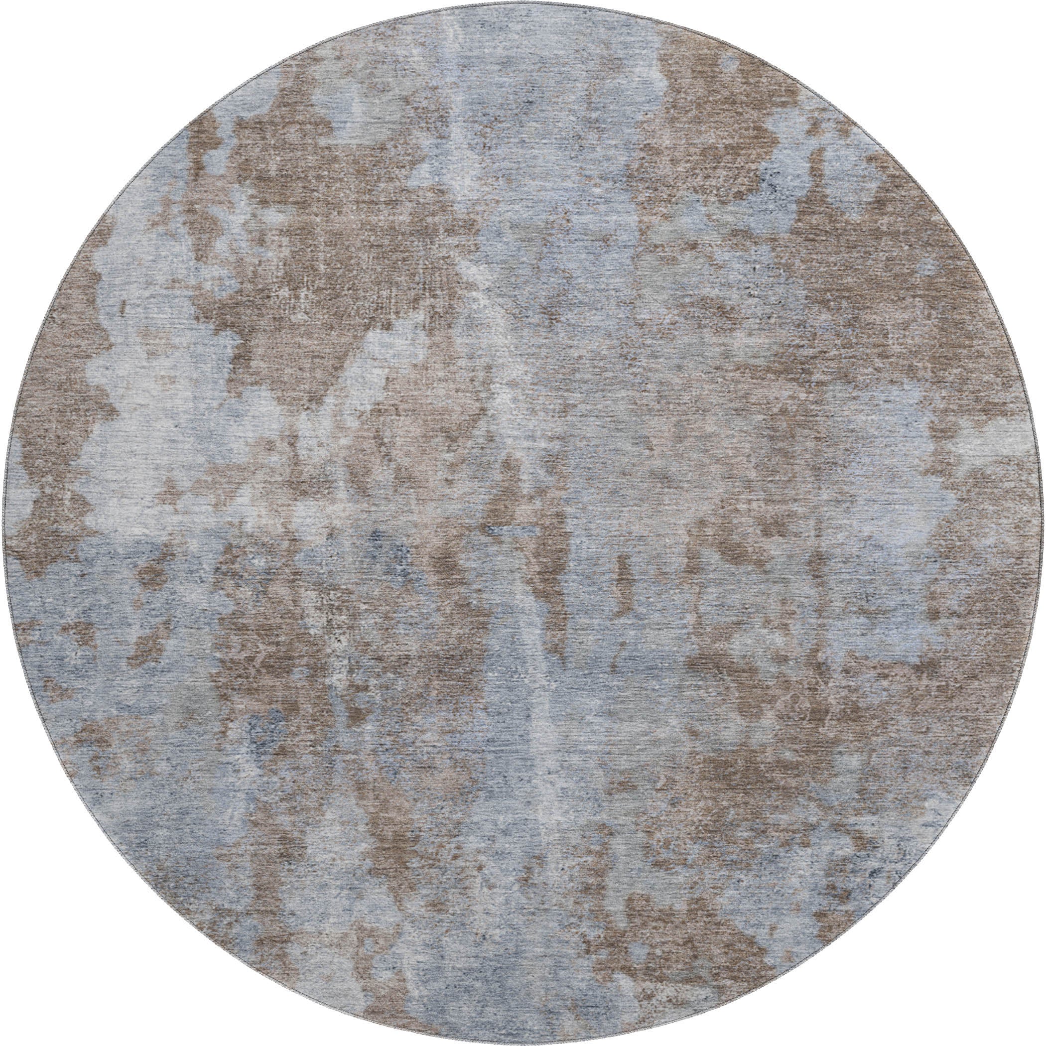 Hoi An Machine Washable Transitional Brown Rug 8' x 8' #shape_Round
