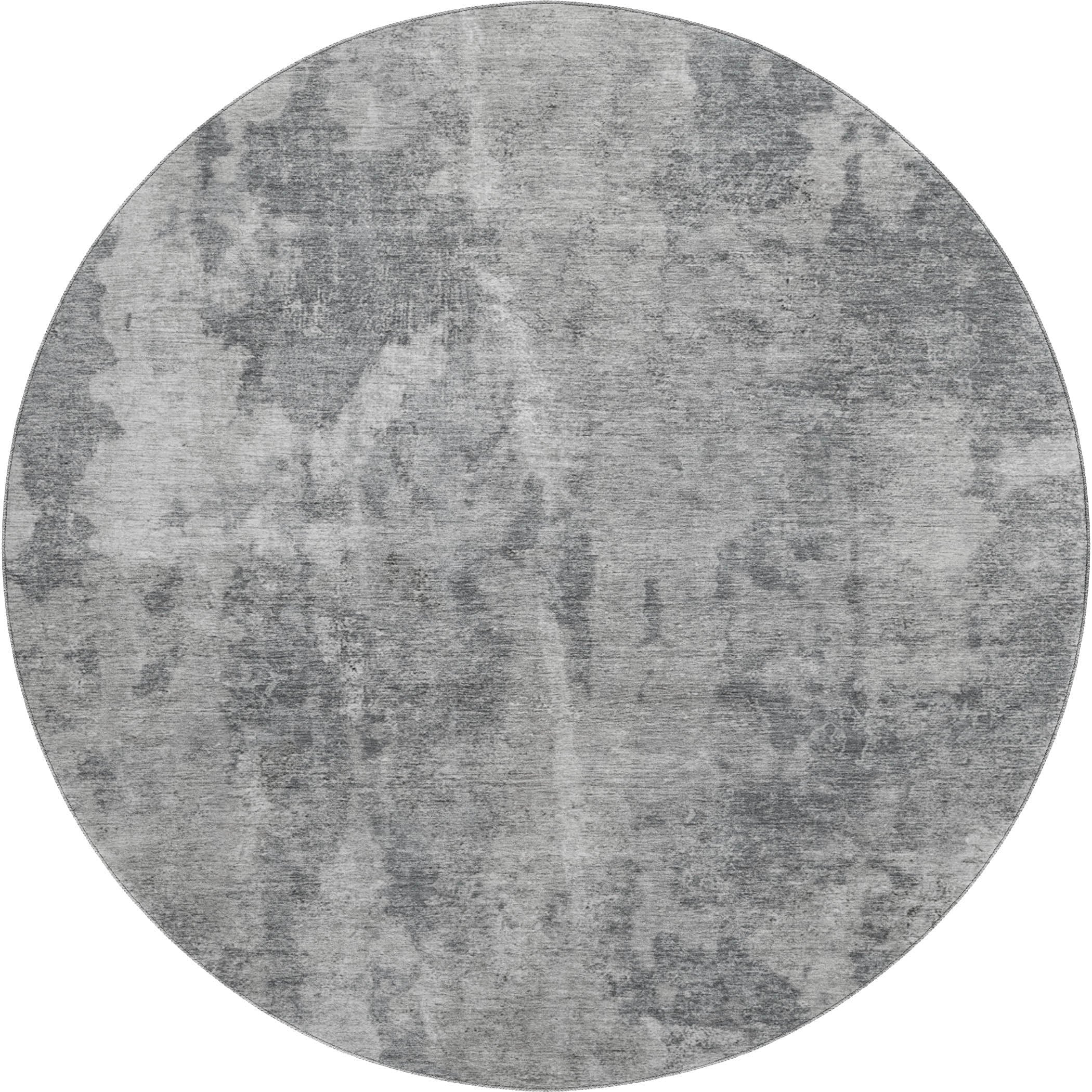 Hoi An Machine Washable Transitional Gray Rug 8' x 8' #shape_Round