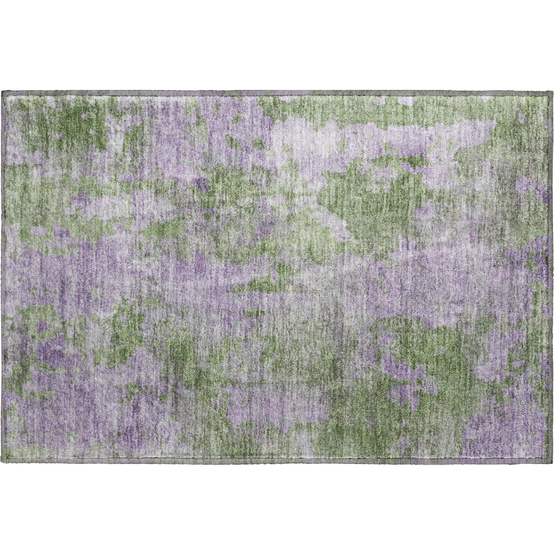 Hoi An Machine Washable Transitional Green Rug 1'8" x 2'6" #shape_Rectangle
