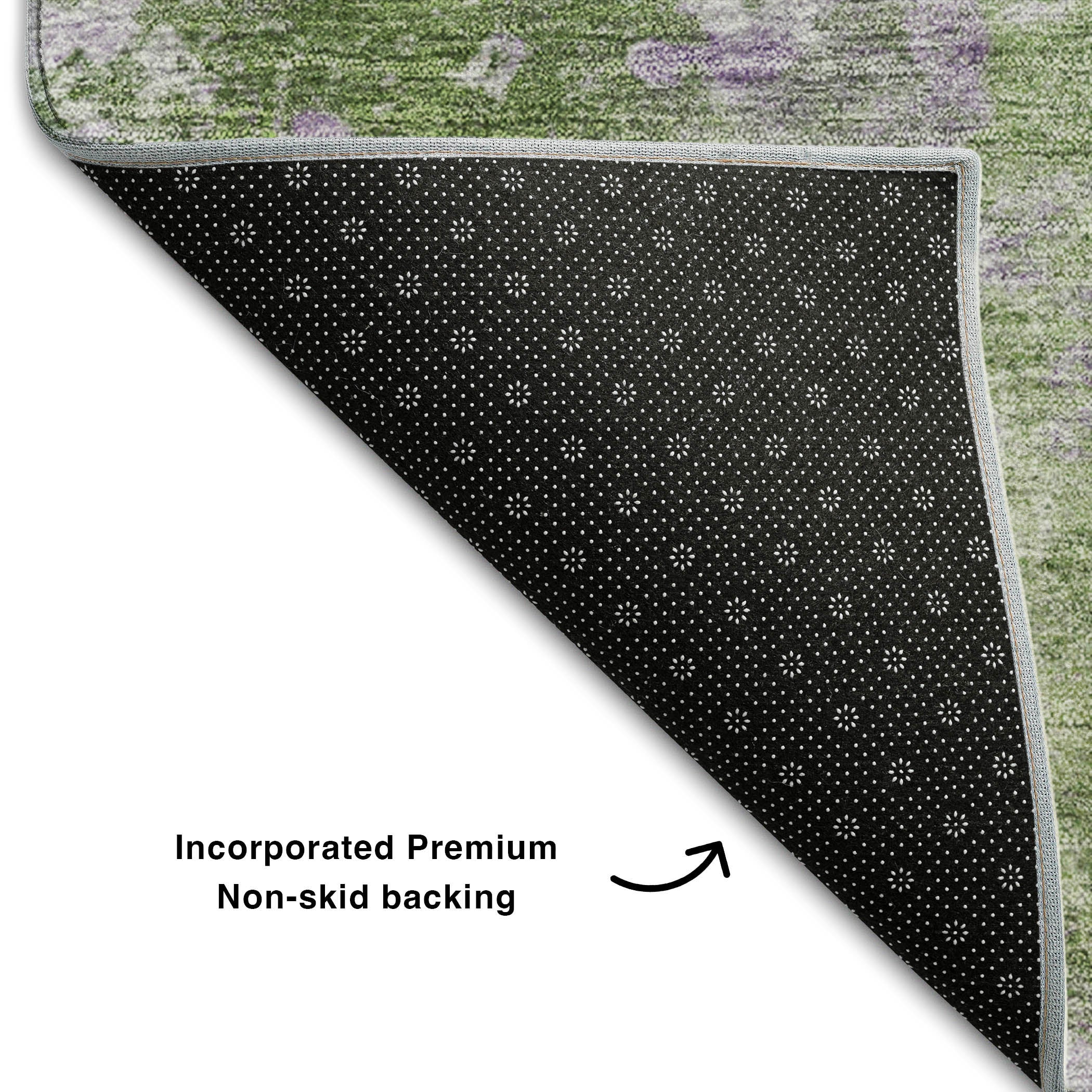 Hoi An Machine Washable Transitional Green Rug 1'8" x 2'6" #shape_Rectangle