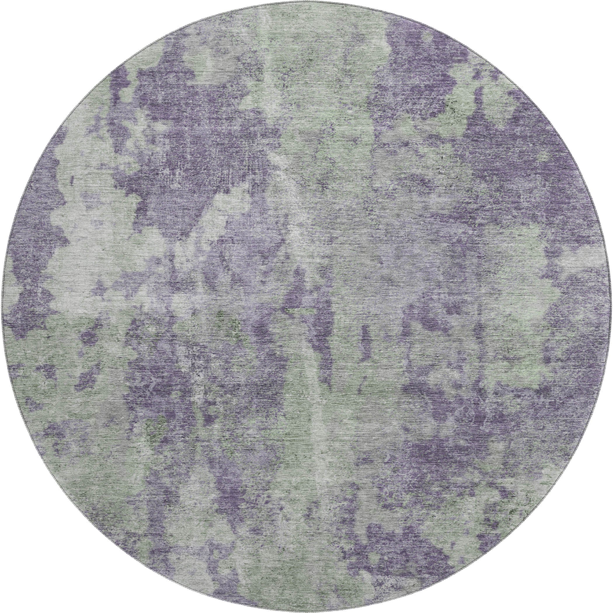 Hoi An Machine Washable Transitional Purple Rug 8' x 8' #shape_Round
