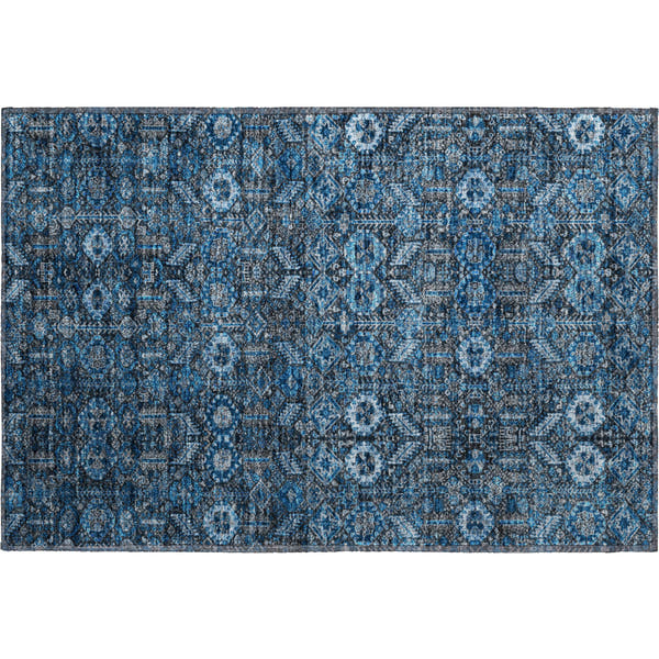 Lucerne Machine Washable Transitional Blue Rug 1'8" x 2'6"
