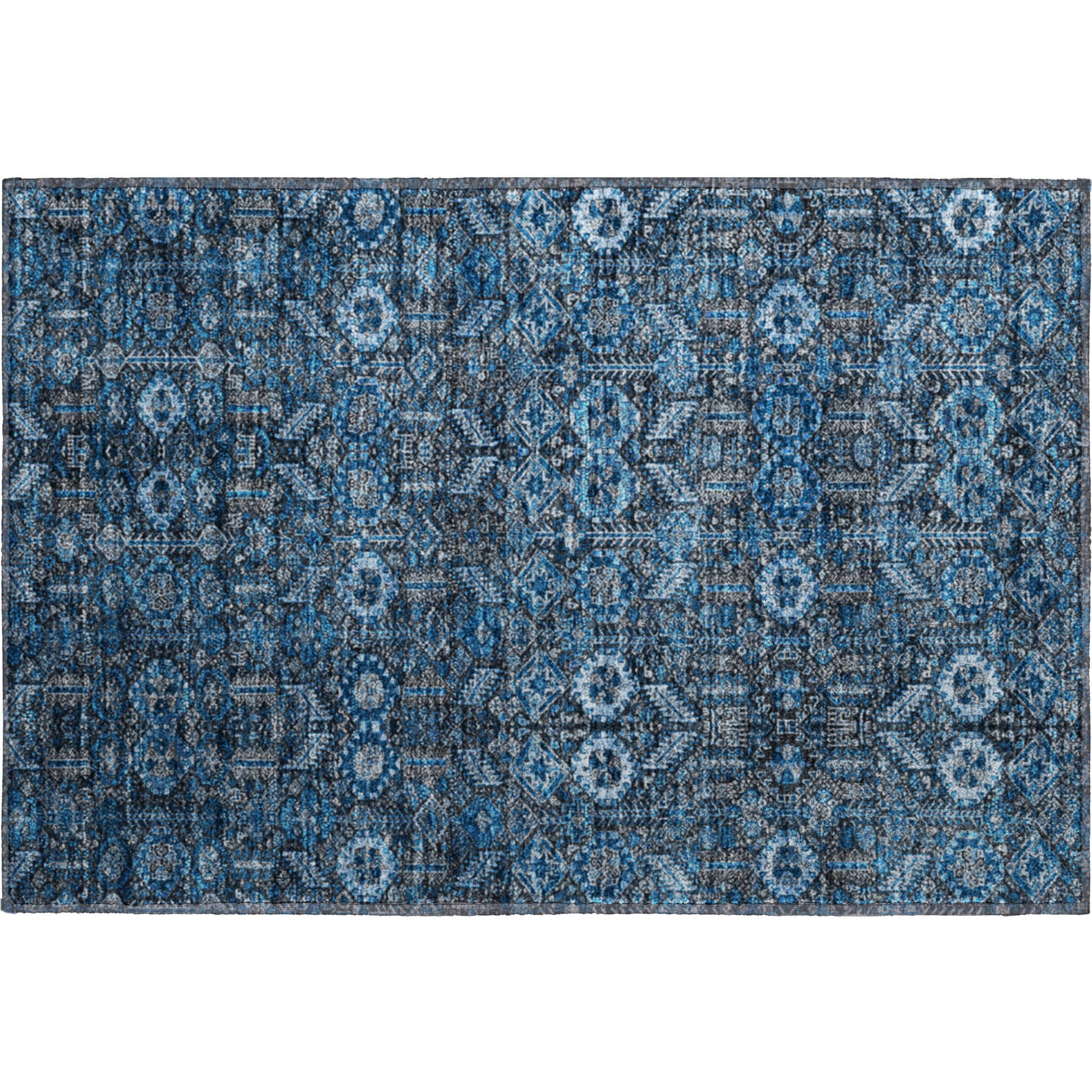 Lucerne Machine Washable Transitional Blue Rug 1'8" x 2'6" #shape_Rectangle
