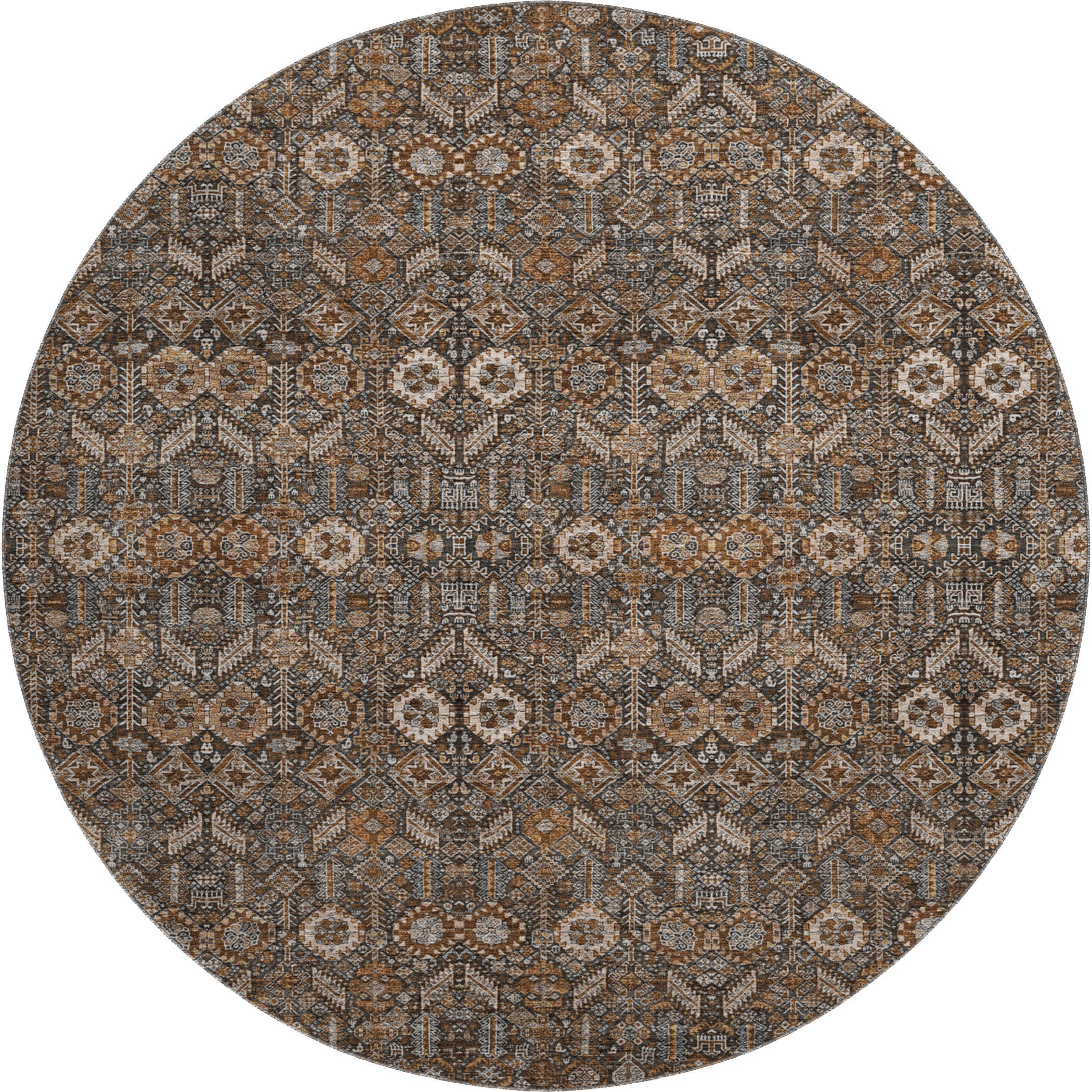 Lucerne Machine Washable Transitional Chocolate Brown Rug 8' x 8' #shape_Round