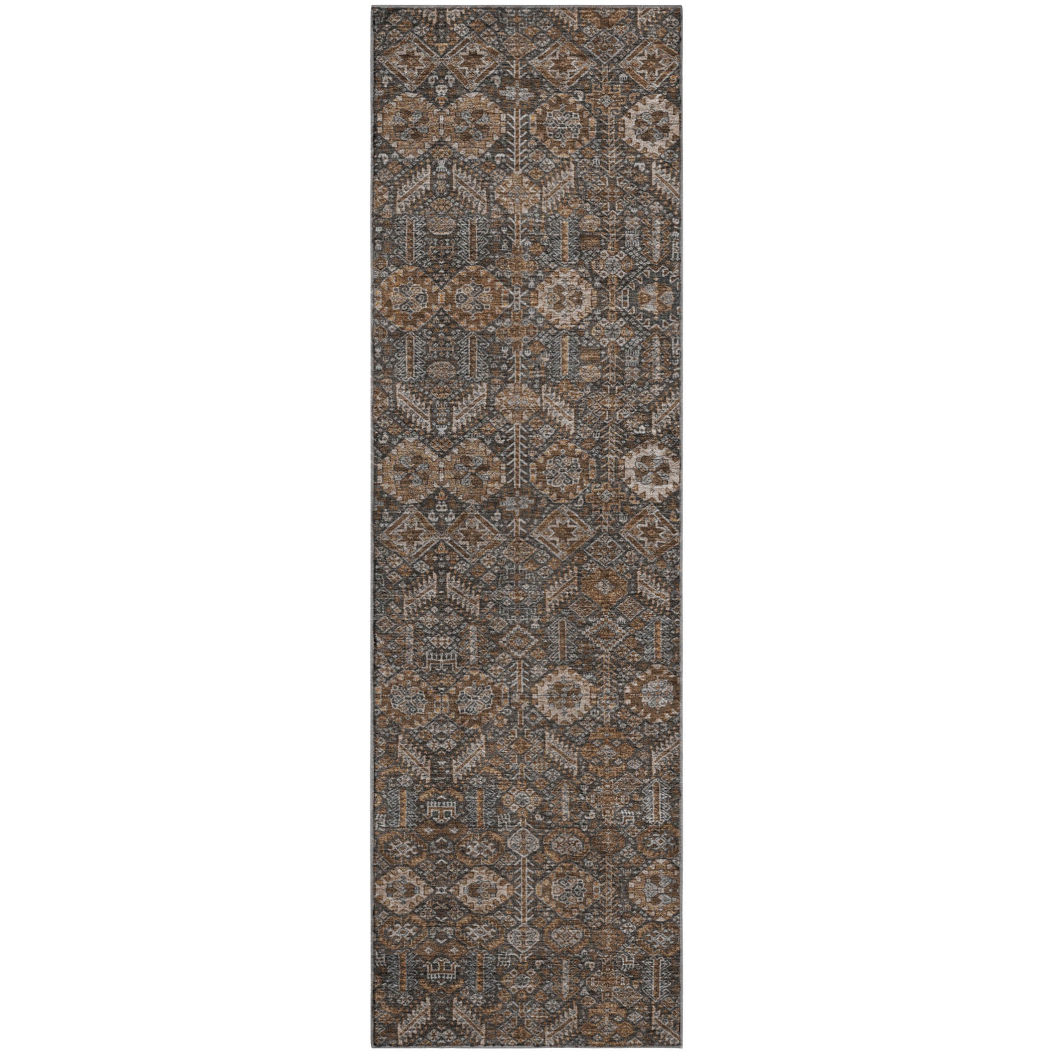 Lucerne Machine Washable Transitional Chocolate Brown Rug 2'3" x 7'6" #shape_Runner