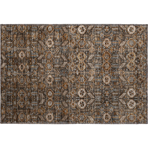 Lucerne Machine Washable Transitional Chocolate Brown Rug 1'8" x 2'6"