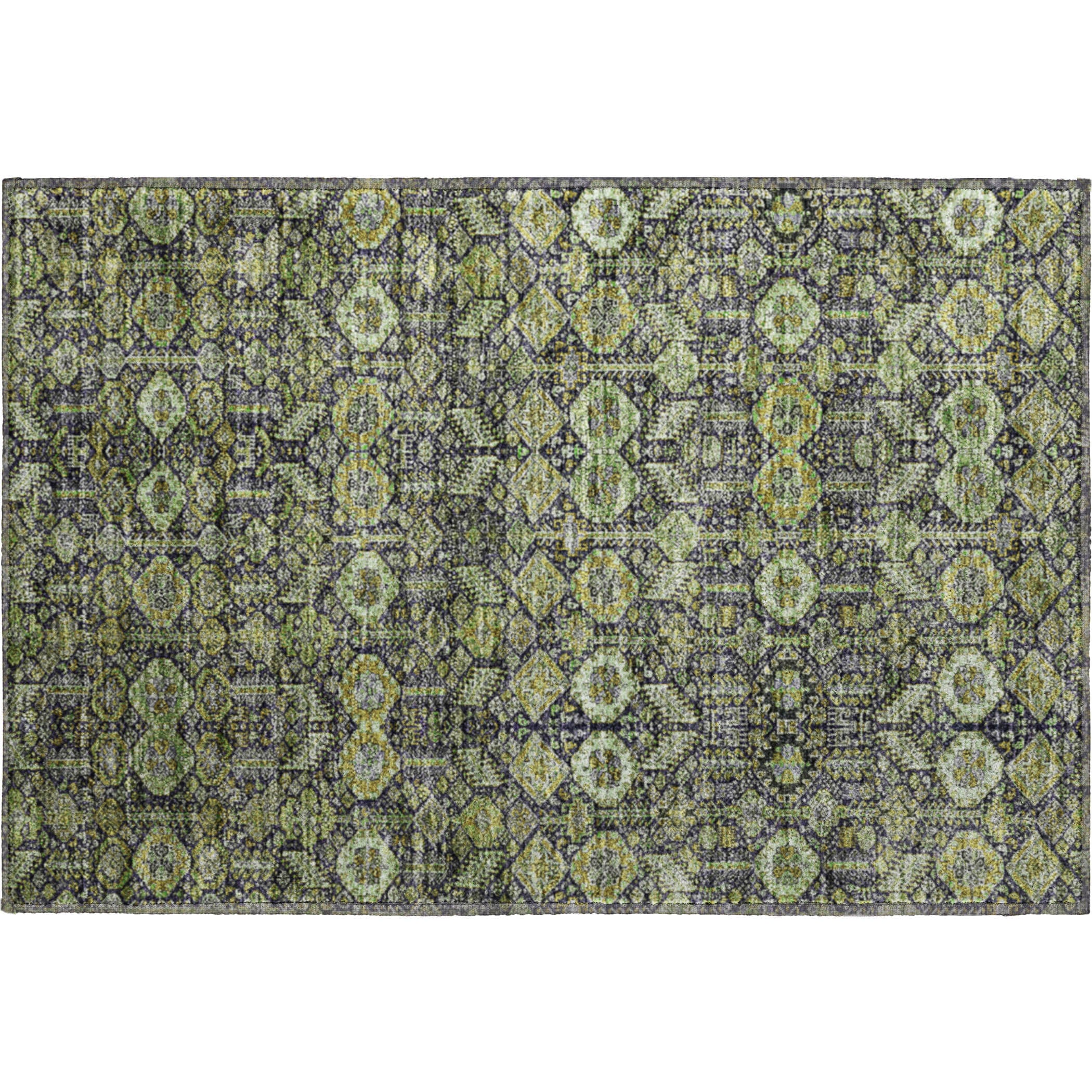 Lucerne Machine Washable Transitional Green Rug 1'8" x 2'6" #shape_Rectangle