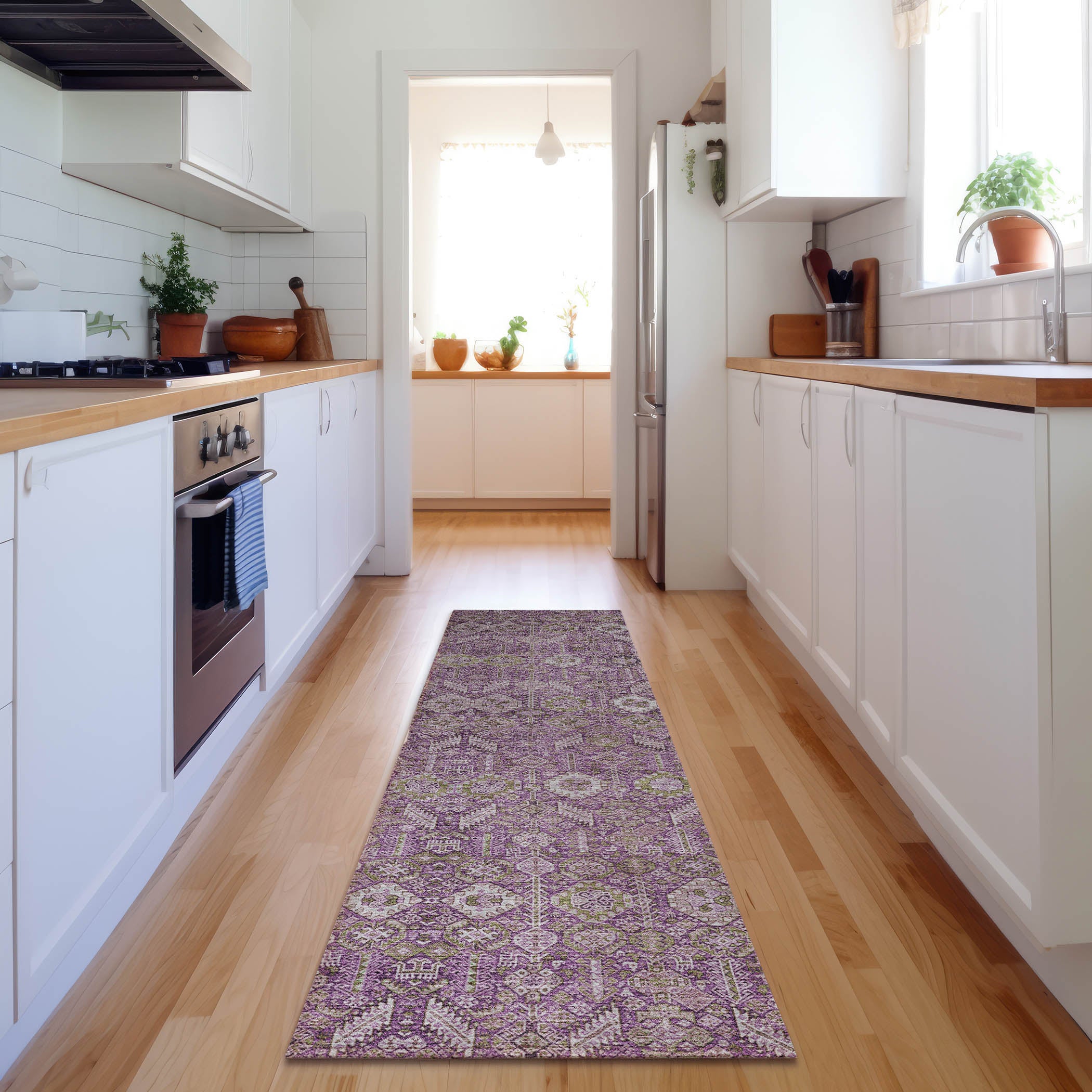 Lucerne Machine Washable Transitional Lavender Purple Rug 2'3" x 7'6" #shape_Runner